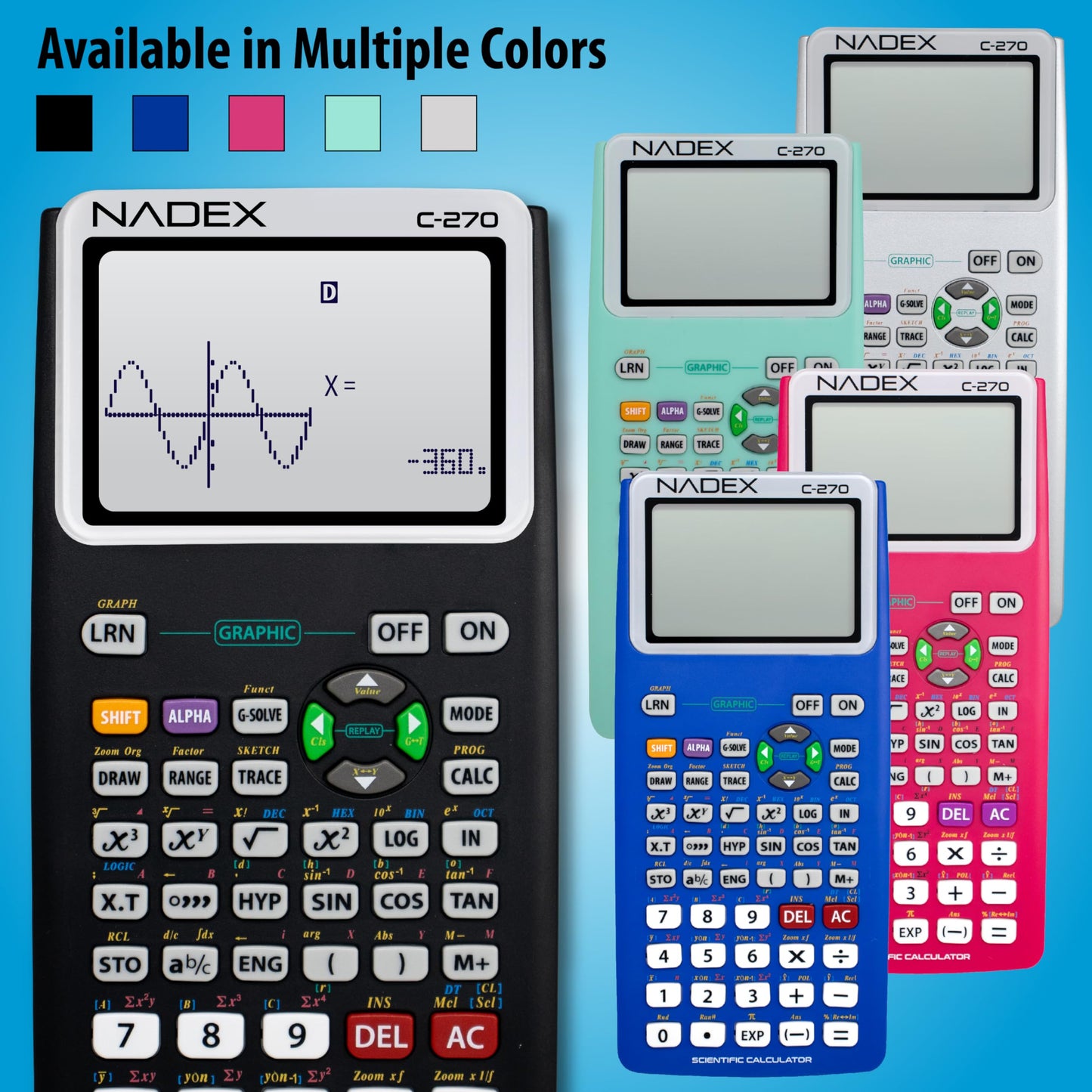 Scientific Calculator with Graph Functions for College and High School Students, Engineering, Advanced Mathematics, Calculus, Algebra, Geometery, Trigonometry, Statistics, Physics, Chemistry - Black