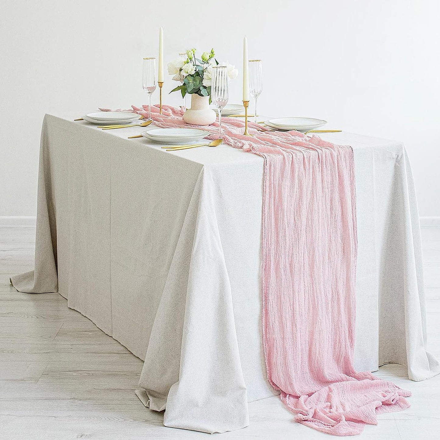 12Pack Pink Cheesecloth Table Runner 35 x 120 inch Cheese Cloth Table Runner 10FT Boho Table Runners Rustic Gauze Table Runners for Party Wedding Birthday Dining Bridal Shower Baby Shower Decor