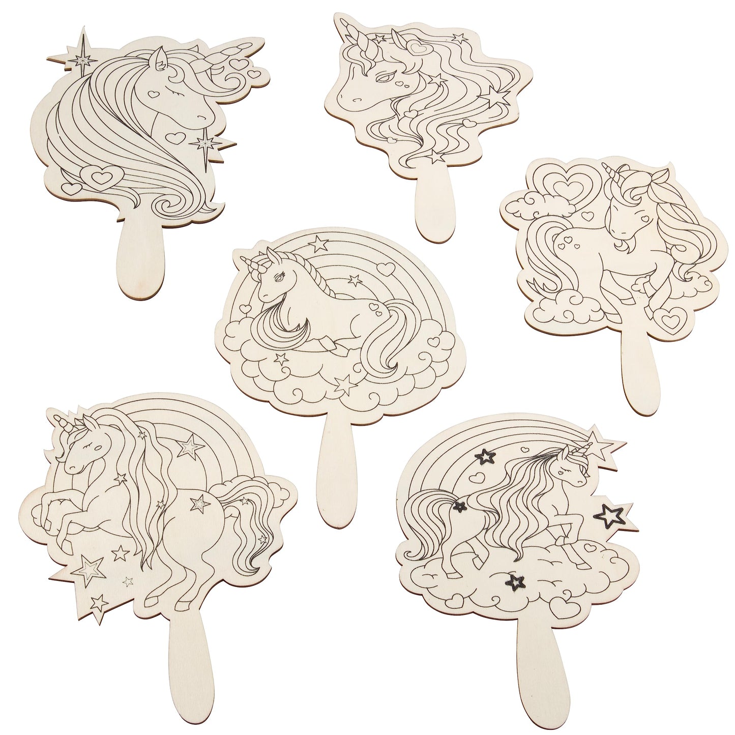Idiy Paint Your Own Mirror Kids Party Craft Kits(12 Unicorn Friends Wood Mirrors w Paints)-Each Kit Has its Own Brush, Paint, & Project-Fun, Unique Birthday Favors, Classroom School Activity Gift