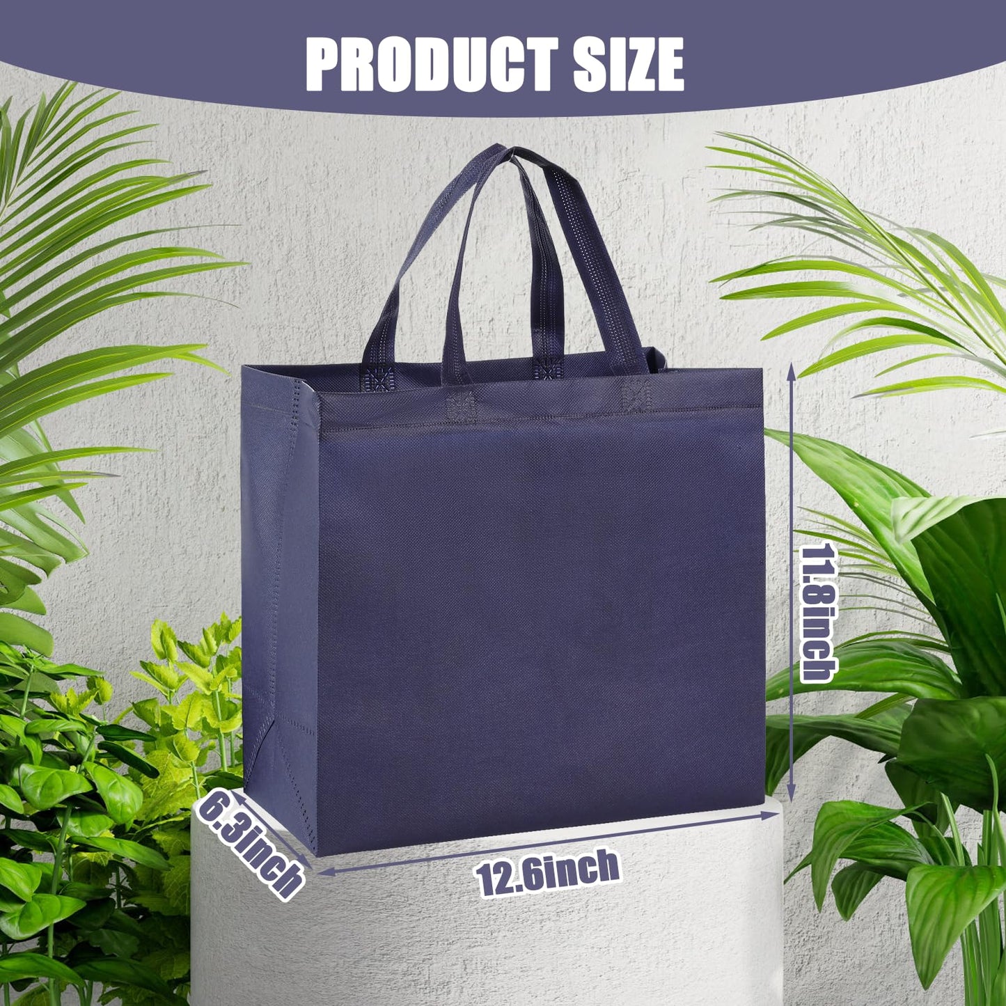 Retainbre 50Pcs Reusable Non Woven Shopping Bags Large Foldable Totes Bag with Handles Grocery Handbag Bulk for Boutiques