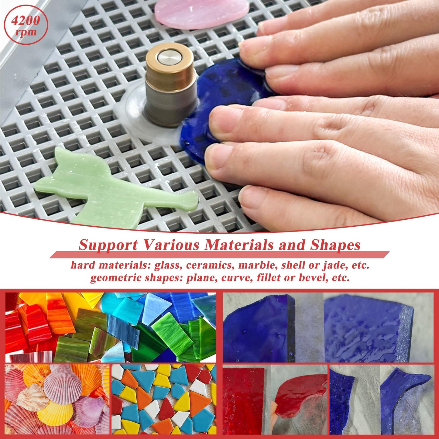 Stained Glass Grinder, Portable Glass Grinder Art Grinding Tool with 5/8" Diamond Grinder Bit
