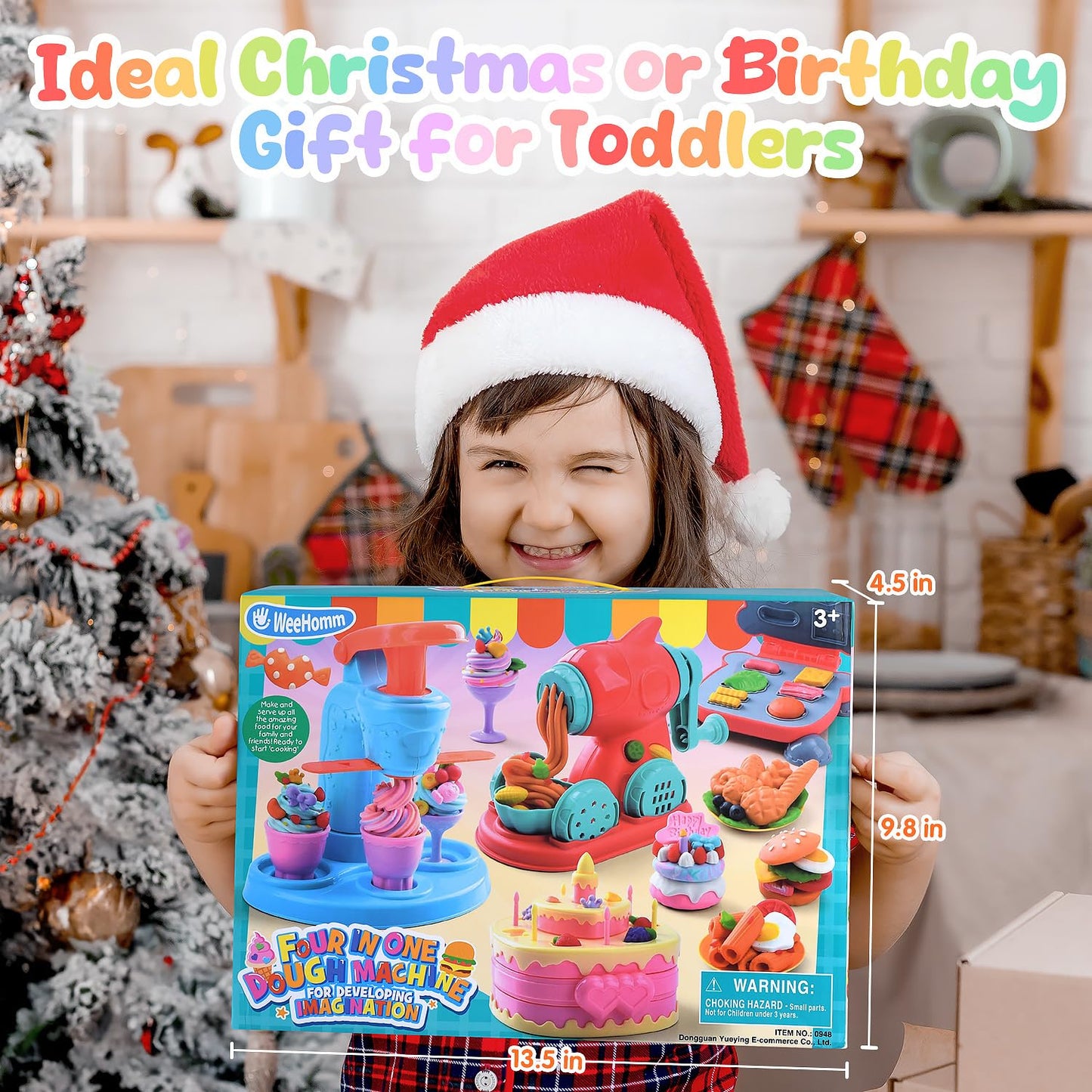 4 in 1 Color Dough Set Kitchen Creations with Ice Cream/Cake/Noodle/Hamburger Maker Machine, Arts Crafts Play Food Toys Tools Kit for Boys Girls Kids Toddlers Ages 3+ , 24 Dough