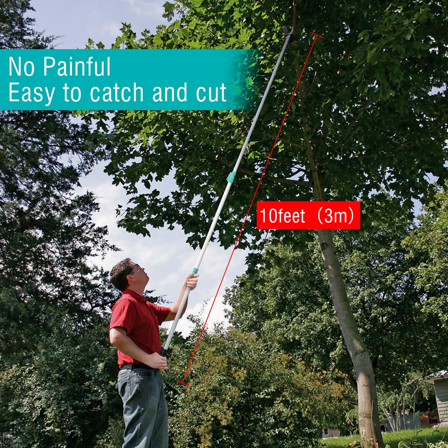 Altdorff Tree Pruner Extendable, Tree Trimmers Long Handle Pruner, Extra Length to 10ft, Telescopic Pole Pruner with Rotate Head, Smooth Clean Cut, Ideal For Removing High Branches and Fruit Picking