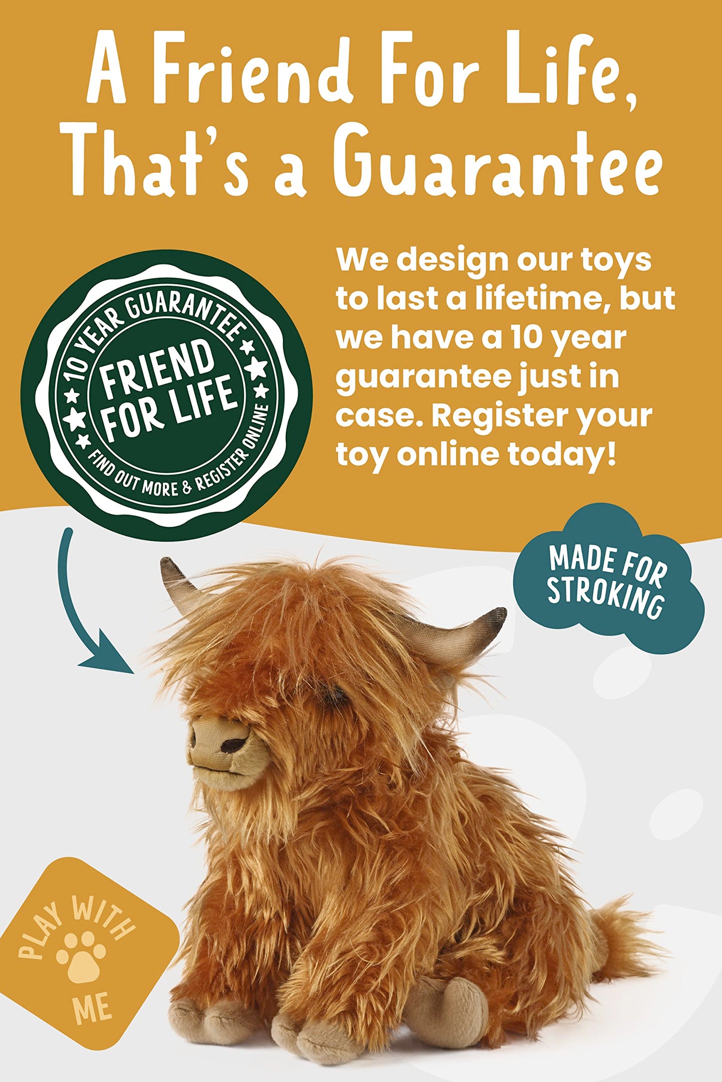 23cm Living Nature Highland Cow Soft Toy With Sound by KCFT