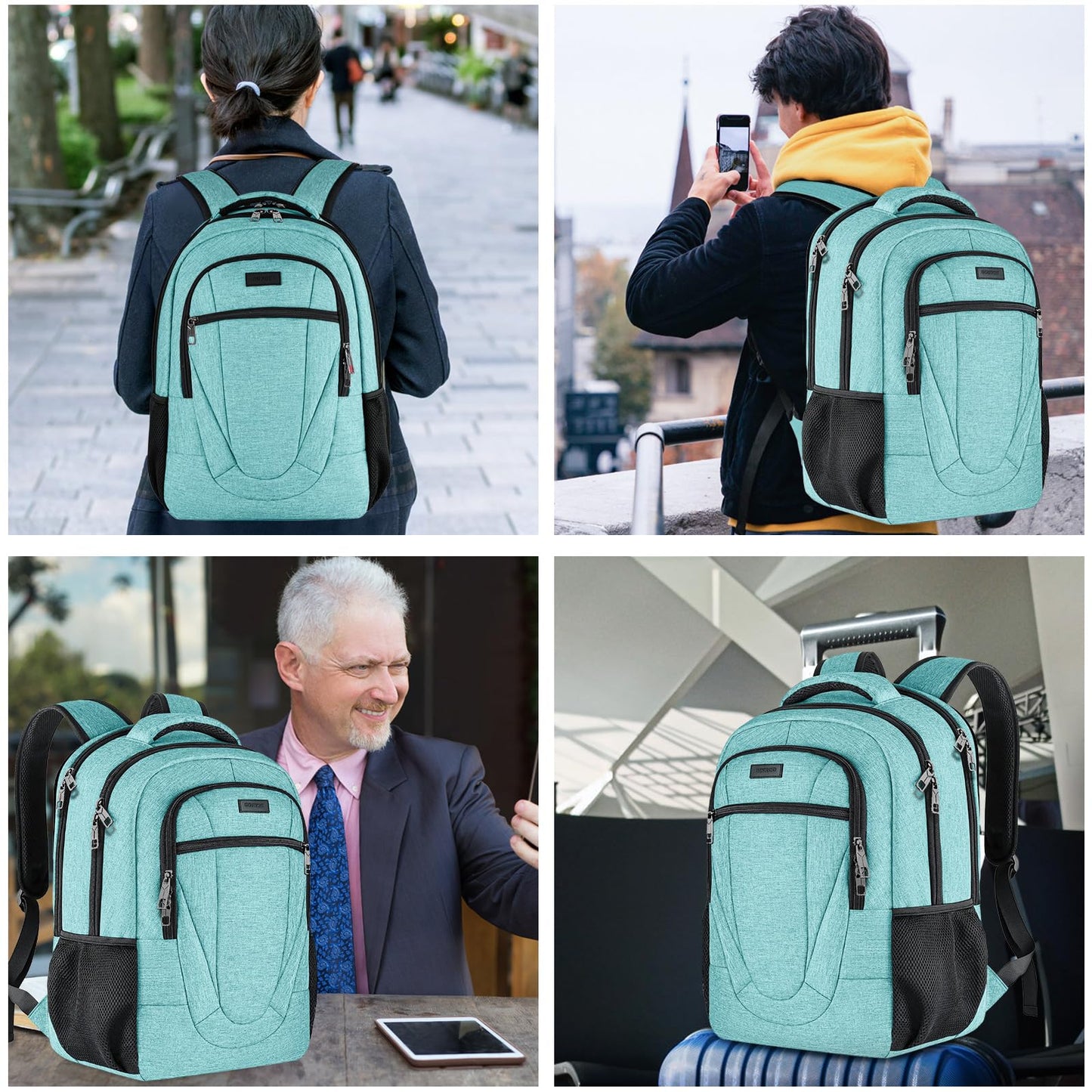 BIKROD Teal Backpack for Women and Men, Extra Large School Backpacks for Teens, Water Resistant Back Pack Fits 17 Inch Laptop, Business Anti Theft Sturdy Computer Bag Gifts
