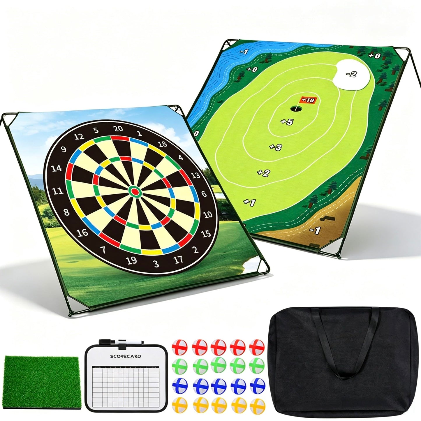 HOTWIND Golf Chipping Game Set with 71"x71" Double-Sided Chipping Mat & Sticky Balls Fun Indoor and Outdoor Backyard Games for Adults Perfect Golf Gifts - Golf Clubs are Not Included