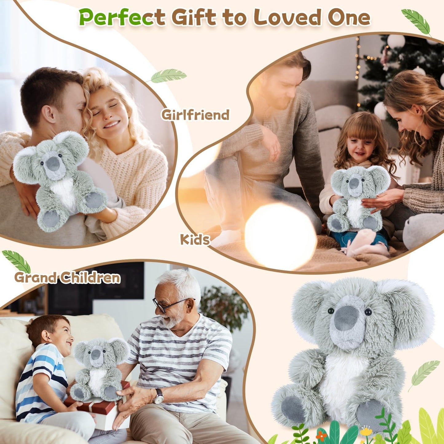 SuzziPals Warming Koala Stuffed Animal, Microwavable Stuffed Animals Heating Pad for Period Cramps, Pain & Stress Relief, Plushies for Anxiety, Lavender Scented Koala Bear Plush Gifts