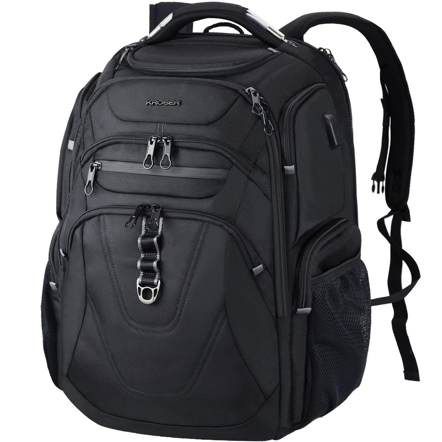 KROSER TSA Friendly Travel Laptop Backpack 18.4 inch XXXL Gaming Backpack Water-Repellent College Daypack Business Backpack with RFID Pockets & USB Port for Men/Women-Black