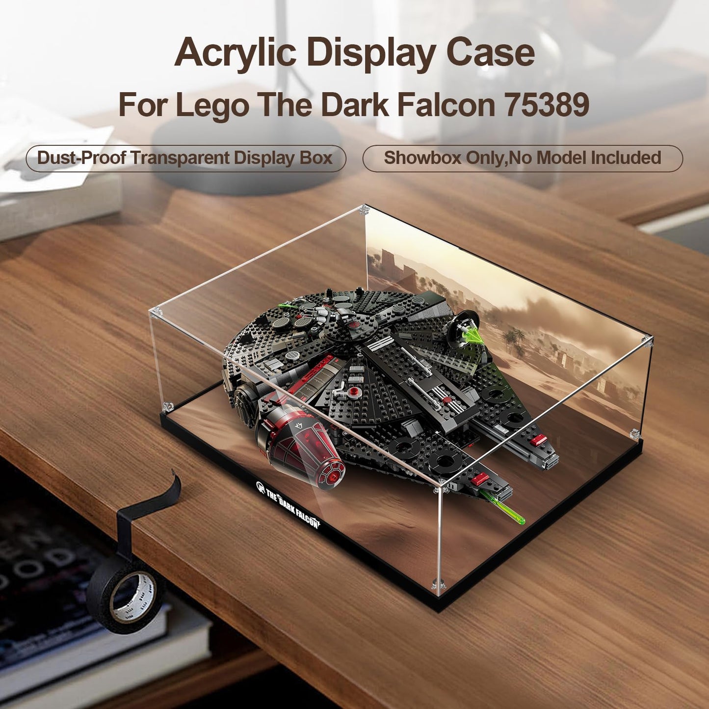 Acrylic Display Case for Lego Star Wars Dark Millennium Falcon 25th Anniversary Buildable Starship Model, Dustproof Clear Display Box Compatible with Lego 75389 (No Models, Only Box)