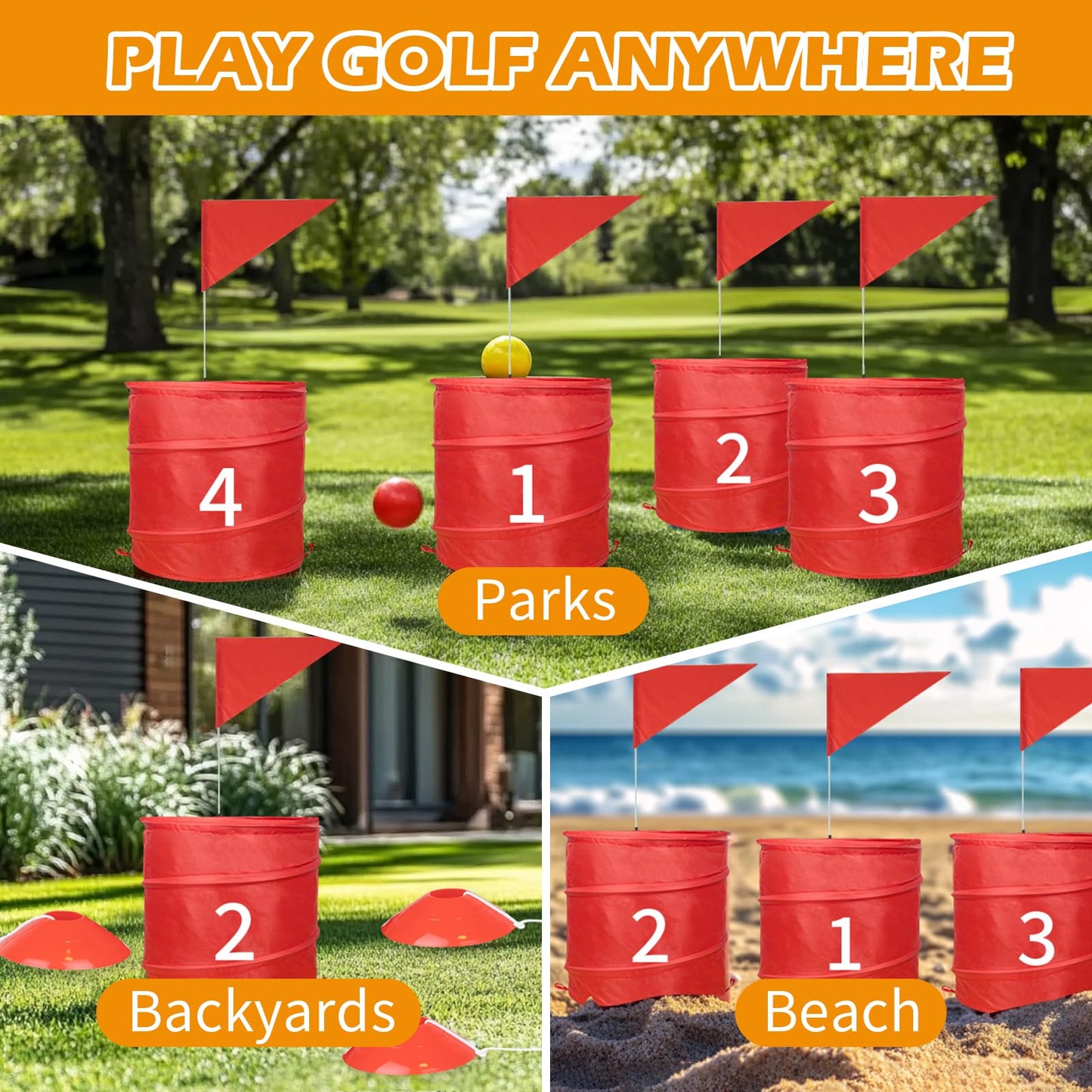 9 Holes Backyard Golf Outdoor Game - Outdoor Yard Game for Golf Practice, Golf Chipping Game for Adults and Family,Lawn, Beach, Camping, Park