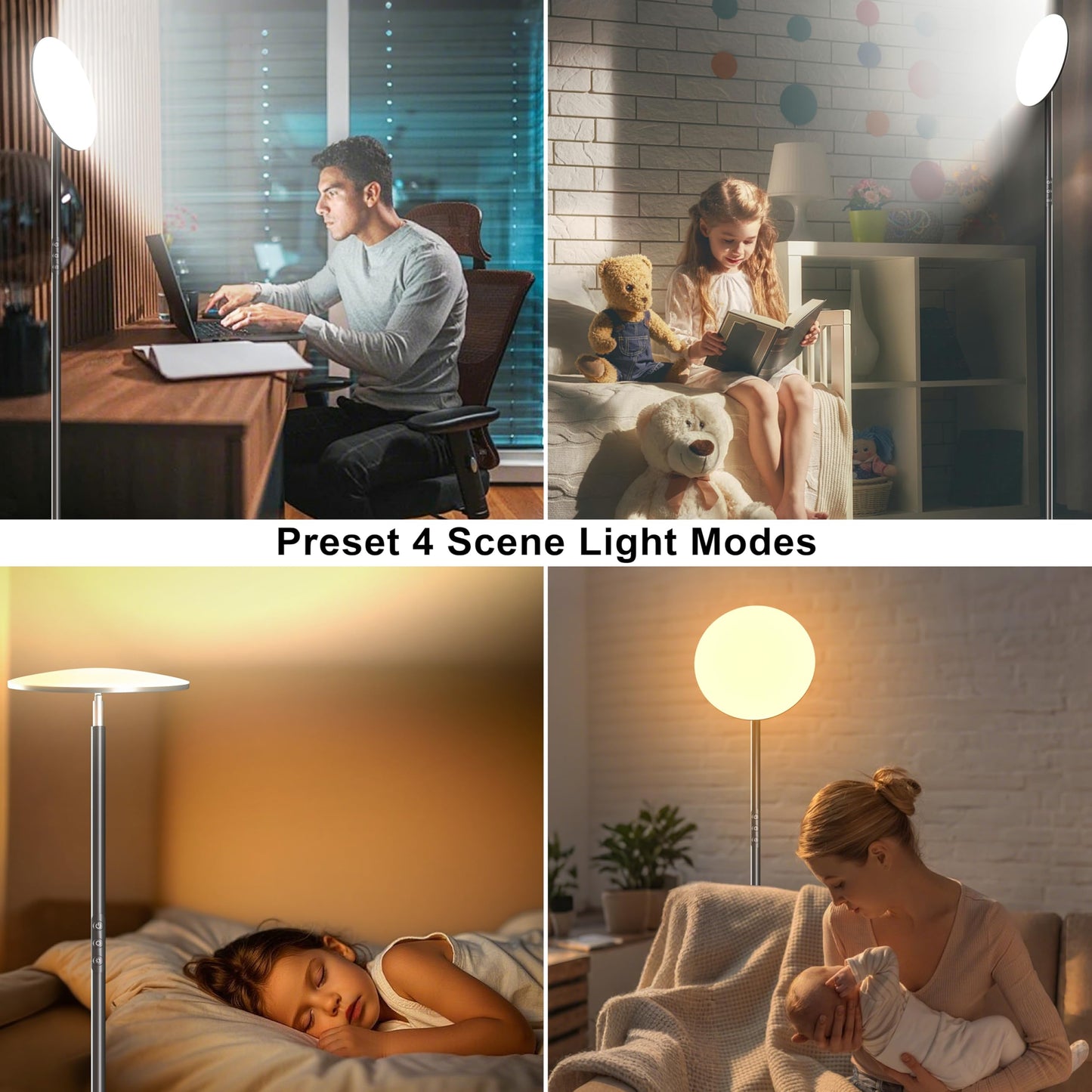 LED Floor Lamp, Bright 36W 3600LM Standing Lamp 350W Equivalent with Remote & Touch Control, Modern Torchiere Floor Lamp with 2700K-6500K Stepless Dimming, 69" Tall Lamp for Living Room Bedroom Office