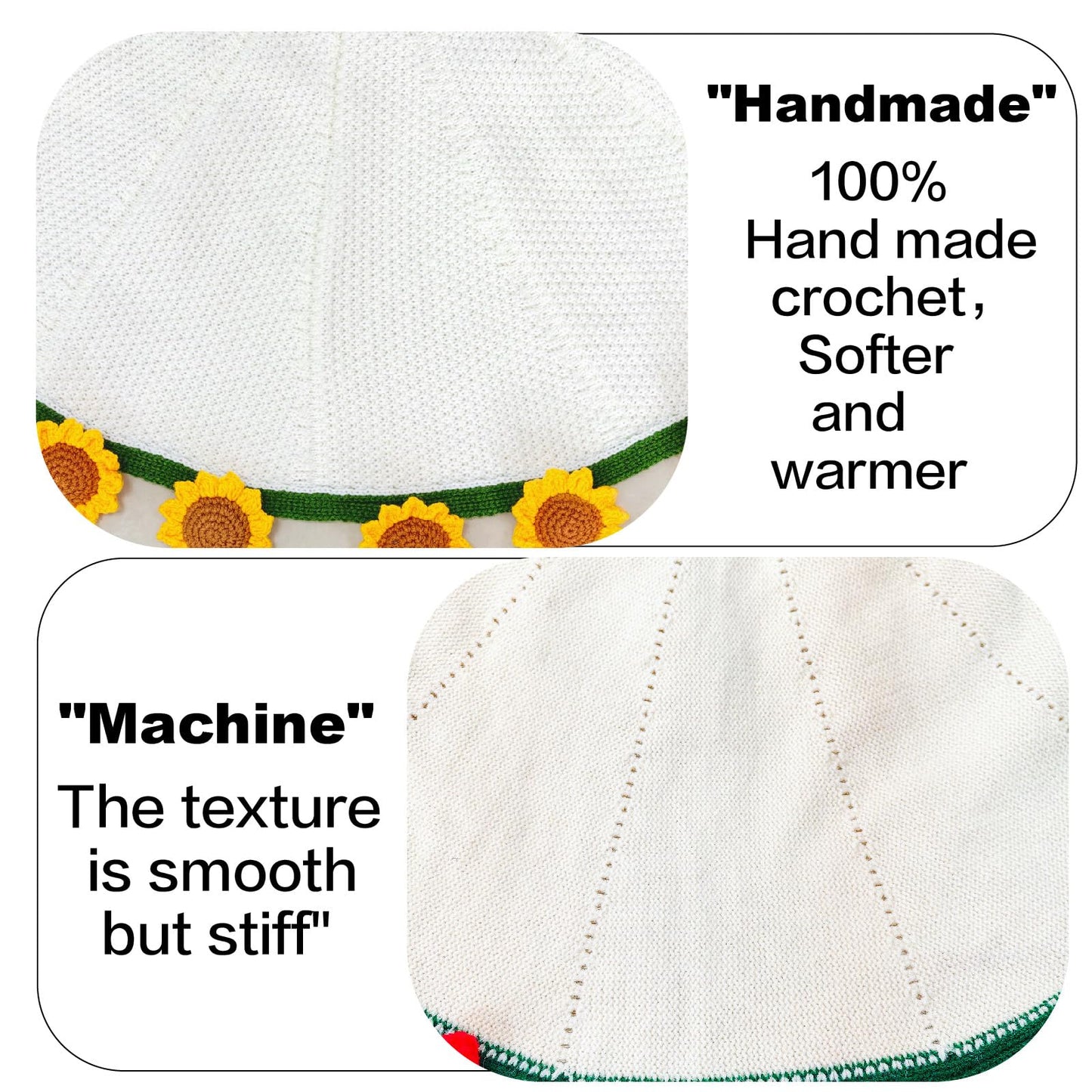 SoffMoiis Crochet Sunflower Bouquet Blanket, Handmade Flower Blanket, 40 Inch Round Floral Knitted Gifts for Mother's Day, Grandma Birthday, Teacher, Friend, Home Decor, Sofa(Finished Product)