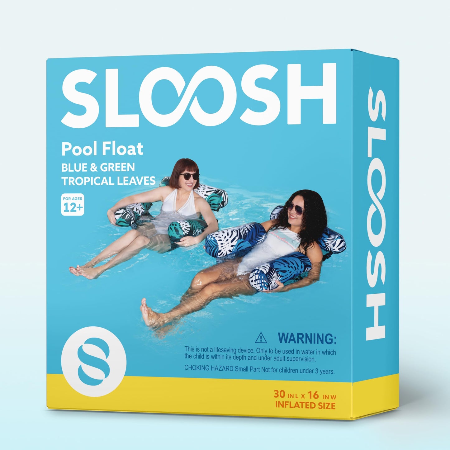 SLOOSH Inflatable Pool Floats Adult,2 Packs Floating Lounge Chairs,Blow up Pool Noodles for Adult Heavy Duty,Floating Chair for Party Summer Water Beach Lake Fun,Tropical Leaves-Green,Blue