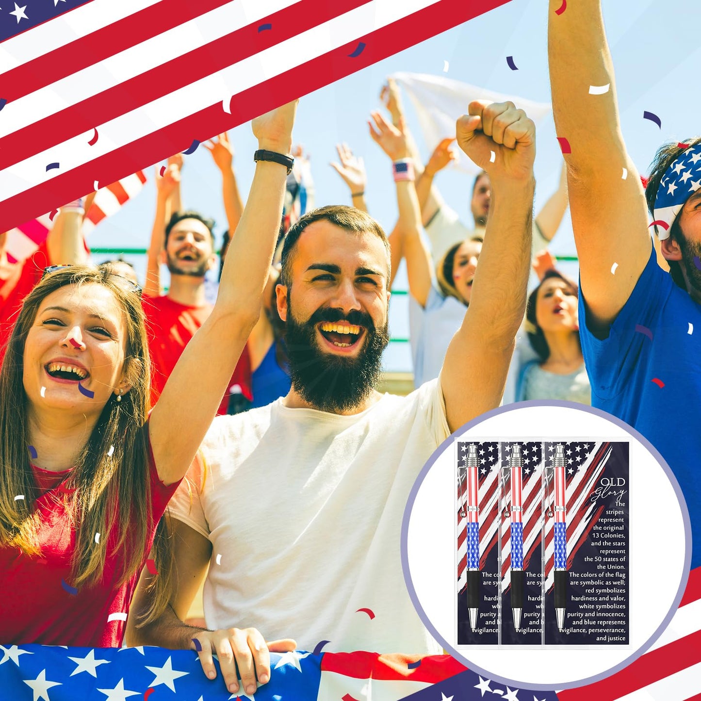 Motiskyy 100 Sets Patriotic 4th of July Gifts American Flag Ballpoint Pens Bulk Independence Day USA Pen with Bookmarks 250th Anniversary Party Favors for Home Office Veterans Souvenirs Supplies