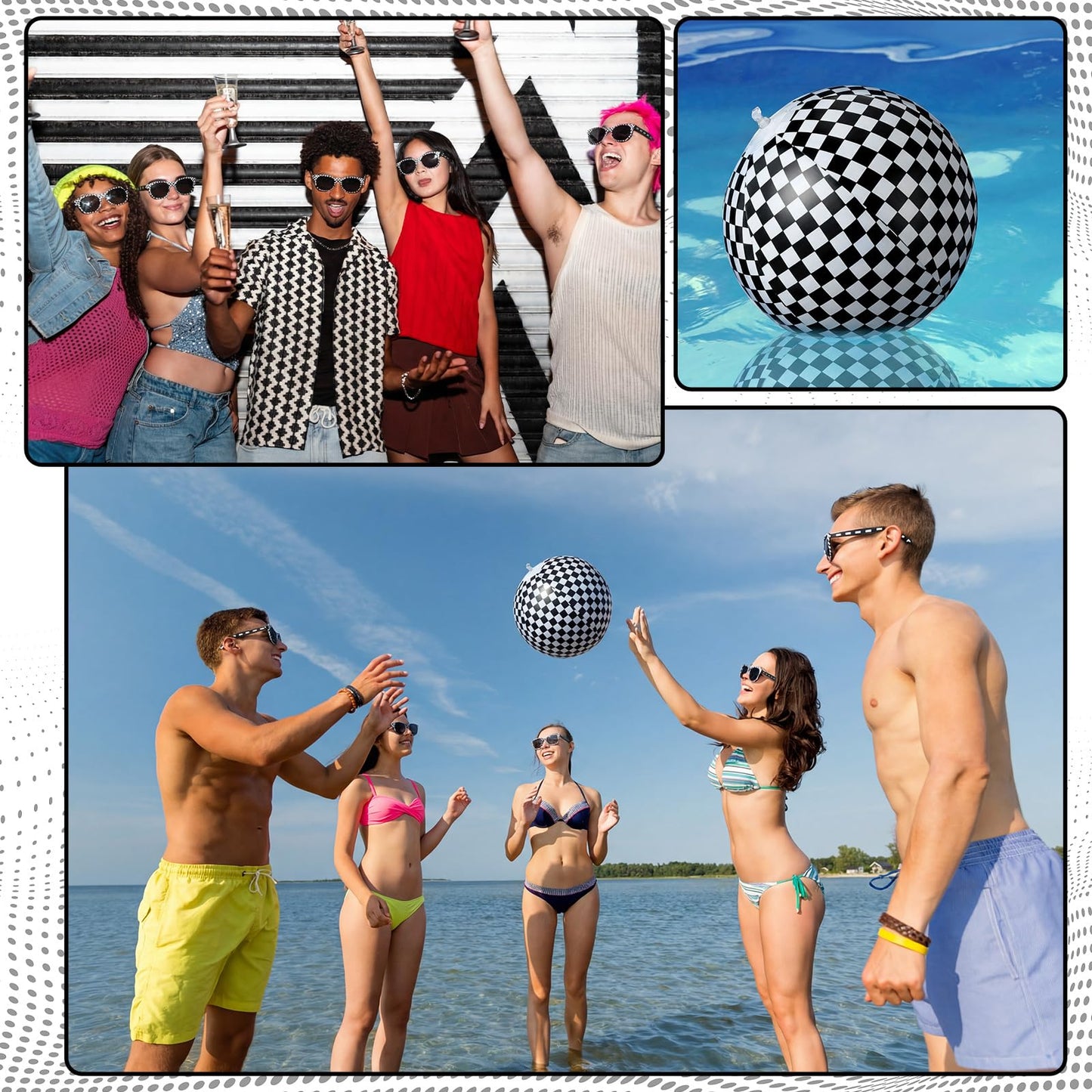 48 Pcs Basketball Party Favors: Inflatable Basketballs 2026 Senior Night Gifts - Beach Balls with Glasses Sport Team Gifts for March Decor Water Pool Party Supplies Birthday Goodie Bag(Checkered Flag)