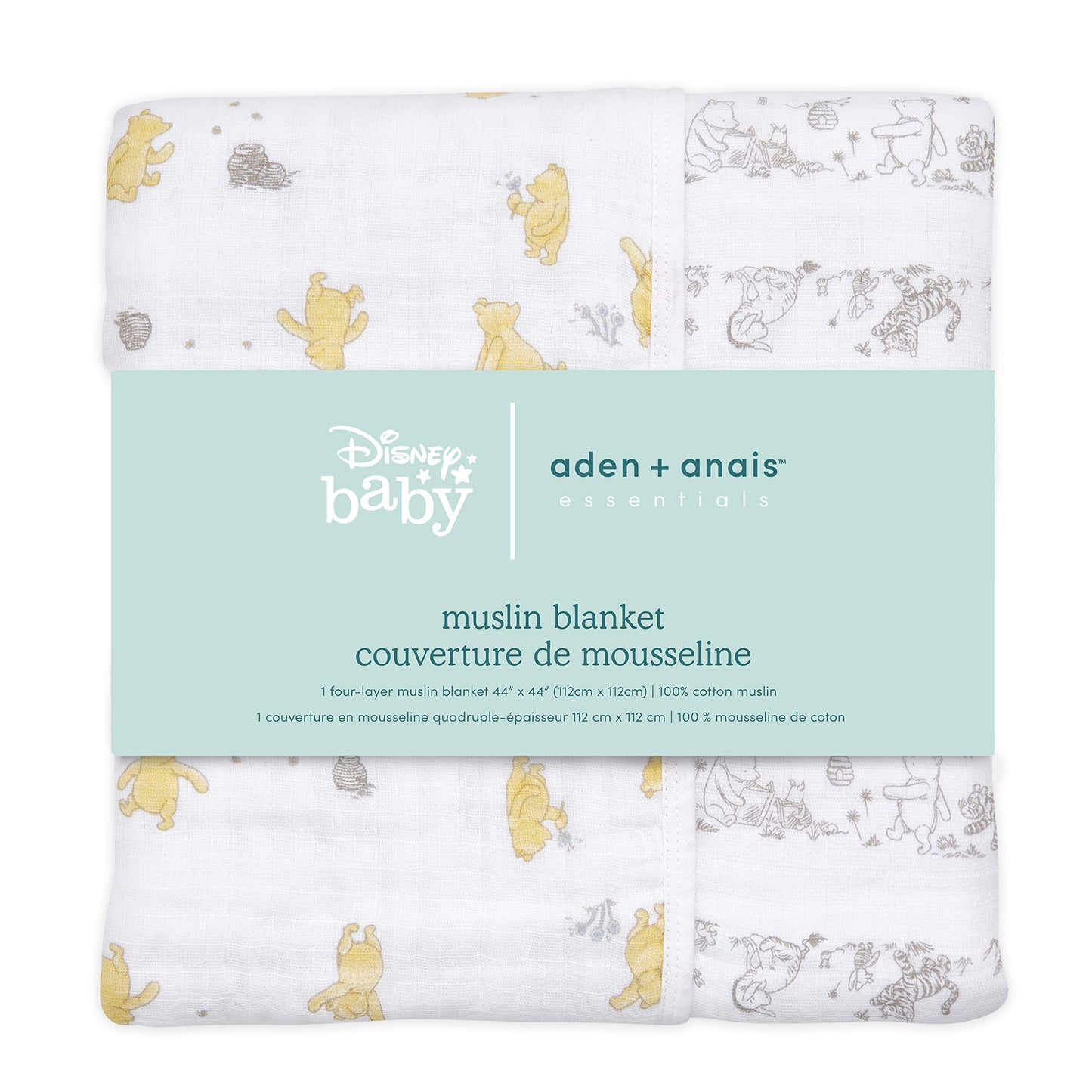 aden + anais Dream Blanket, Boutique Muslin Baby Blankets for Girls & Boys, Ideal Lightweight Newborn Nursery & Crib Blanket, Unisex Toddler & Infant Bedding, Shower & Registry Gift, Winnie The Pooh