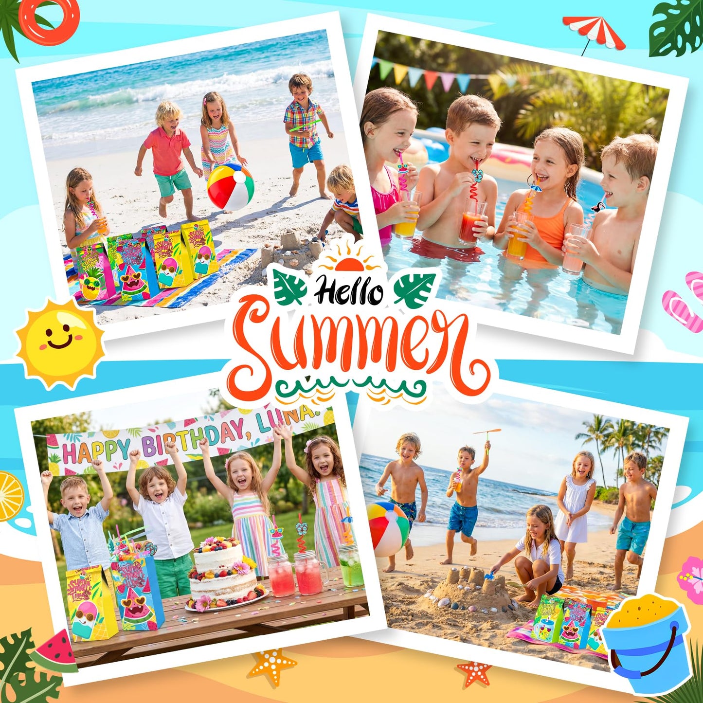 194 PCS Pool Party Favors Beach Party Favors, Summer Party Favors for Kids 3-8 8-12, Beach Balls, Hand Flying Helicopter, Pool Party Supplies for Birthday Party Favors, End of Year Student Gifts