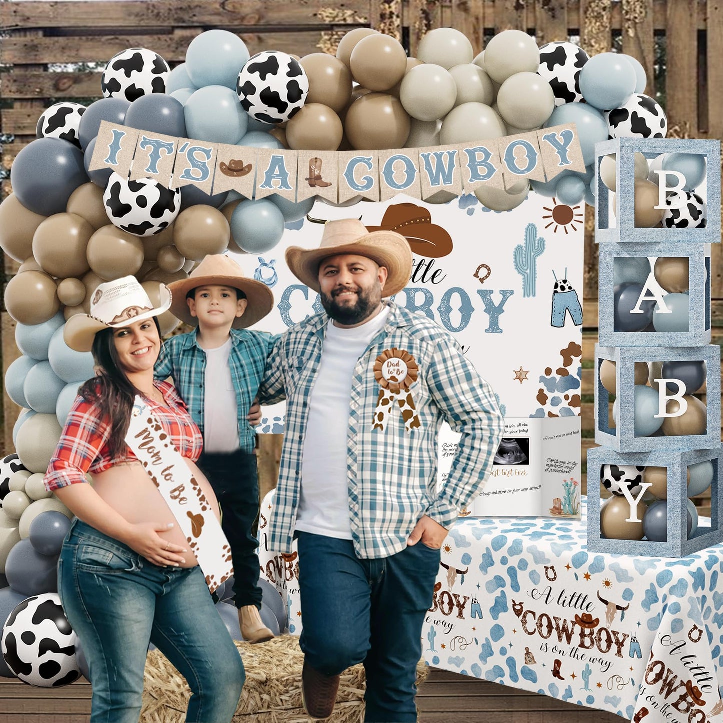 YJDFWAUT Cowboy Baby Shower Decorations Party Supplies for Boy, A Little Cowboy is on the Way Decorations, Western Baby Shower Decor, Cowboy Rodeo Baby Shower