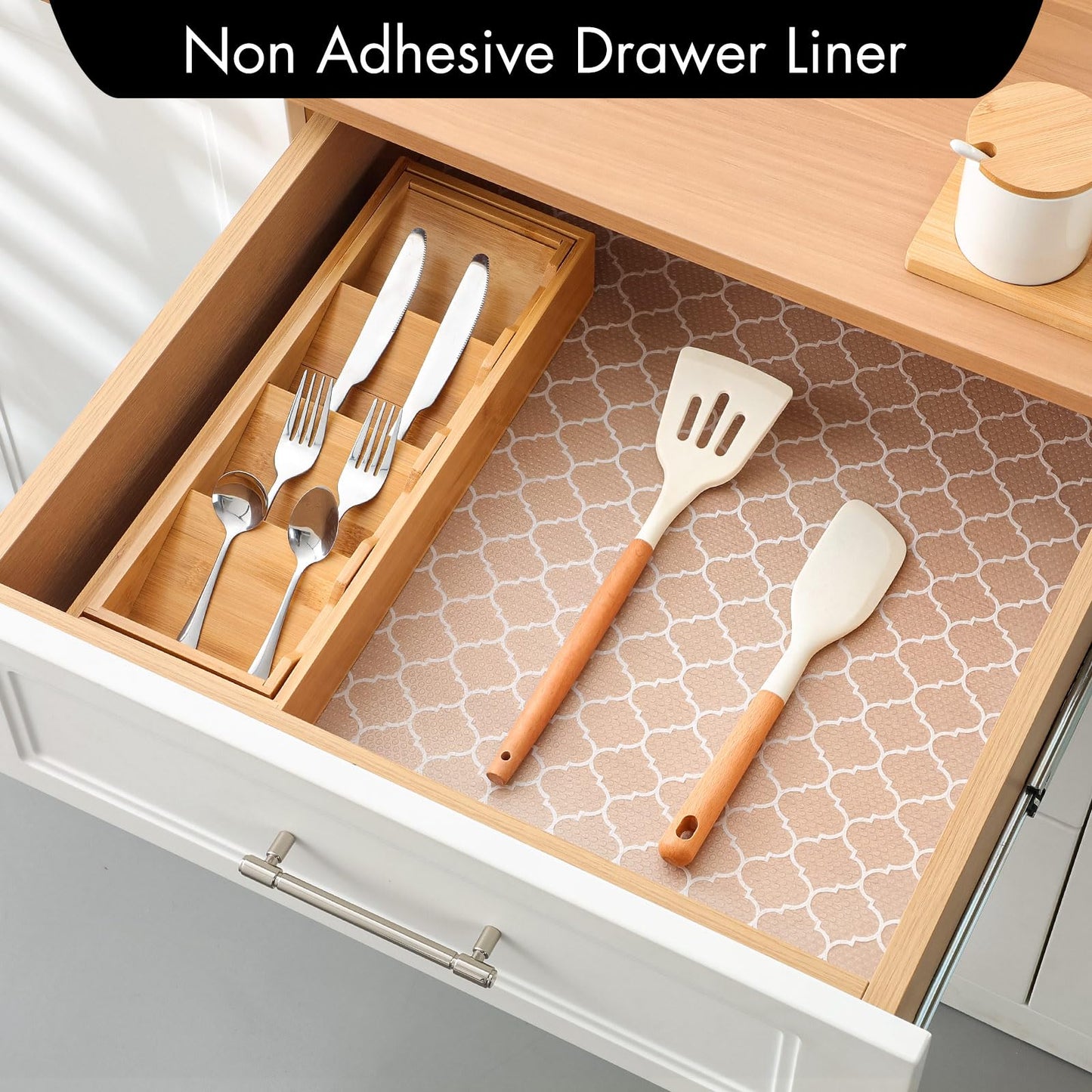 Cooyes Shelf and Drawer Liners for Kitchen Cabinets, Non Adhesive Cabinet Liner, EVA Waterproof Durable Non-Slip Drawer Mats for Shelves, Fridge, Storage, Kitchen Cupboards – Modern Pattern