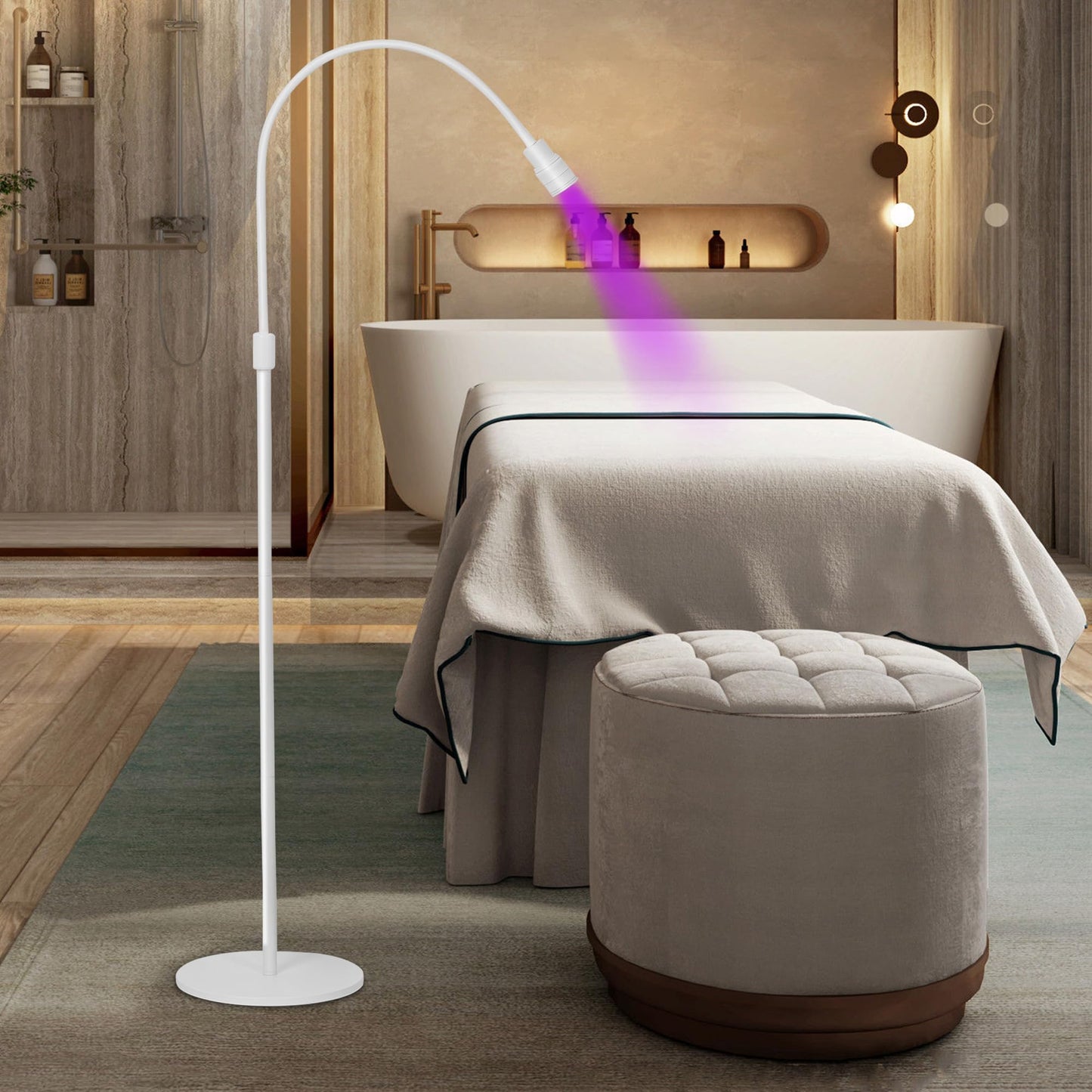 12W UV Lash Light with Foot Pedal, Rapid Dry in 2 Seconds Lash Lamp for Eyelash Extension Grafting Eyebrow Beauty Salon, Adjustable Angle and Light Spot Size, Lash Light for Eyelash Tech (White)