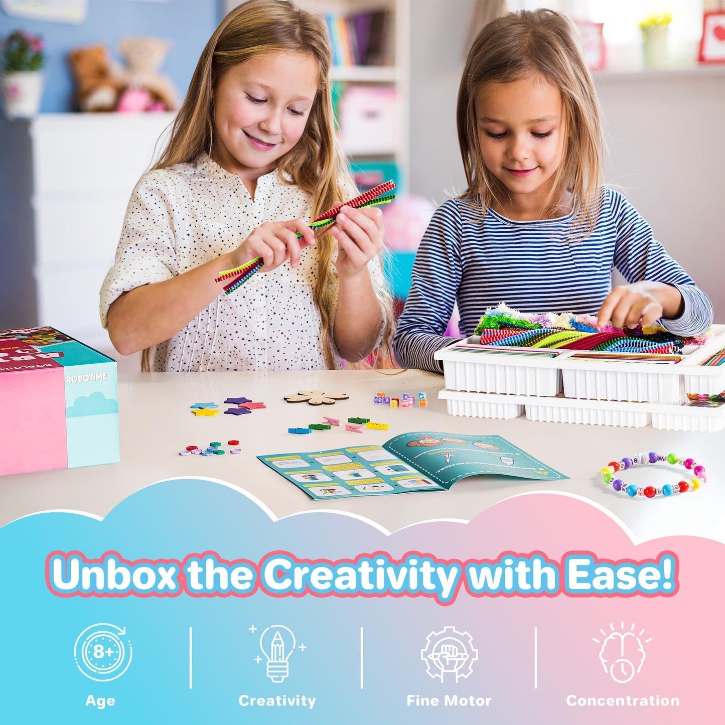 ROBOTIME Ultimate Craft Kit for Kids Ages 8-12 | Largest Pack | 1600+Pieces Deluxe Arts and Crafts Supplies | Screen-Free Activities for Kids | Gift Ideas for Girls & Boys