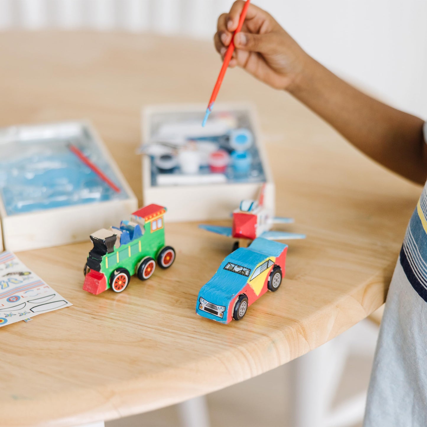 Melissa & Doug Decorate-Your-Own Wooden Craft Kits 3-Pack - Plane, Train, and Race Car