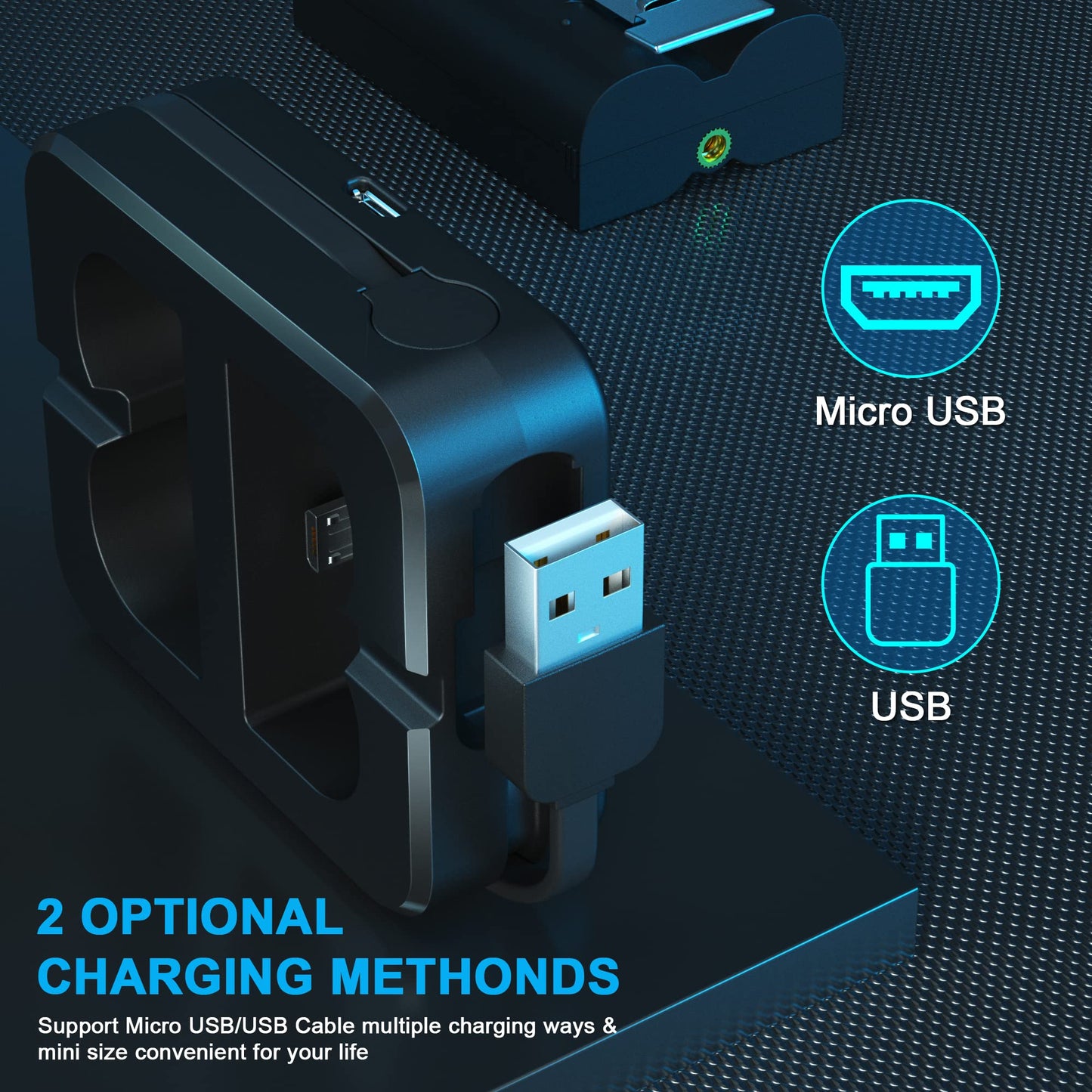 2 Packs 6040mAh Rechargeable Battery and Dual USB Charging Station Compatible with Ring, for Video Doorbell 2/3/4 and Spotlight Cam Battery 3.65V Lithium-Ion Batteries (Not for Stick Up Cam)