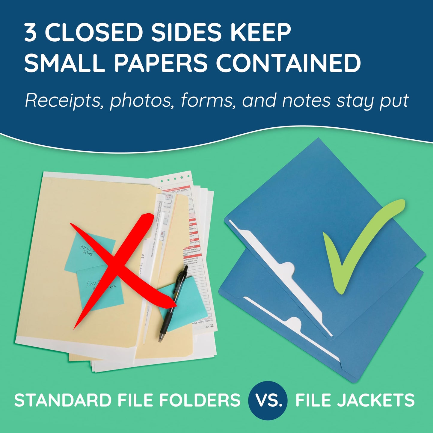 Blue Summit Supplies 100 Blue File Jackets, Reinforced Straight Cut Tab, Designed for Use in Standard Hanging Files, Letter Size, 100 Pack