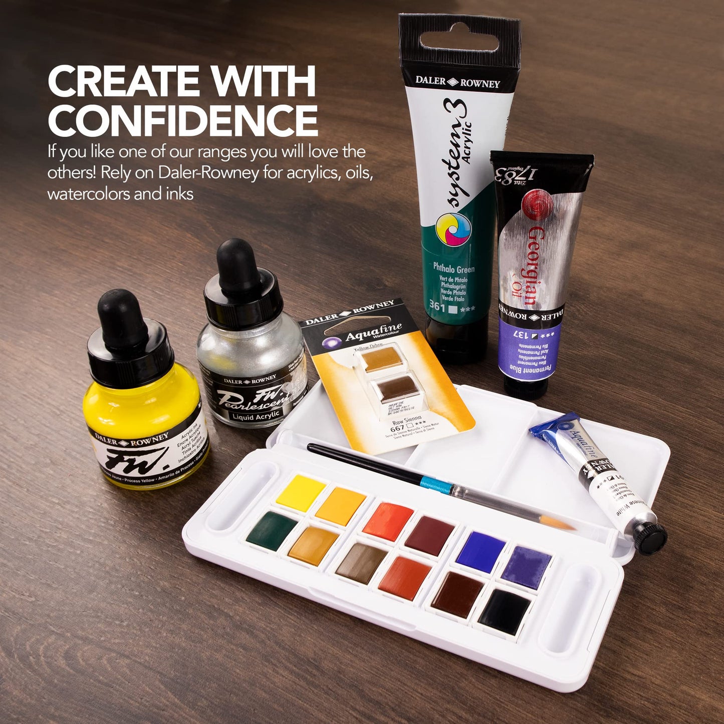 Daler-Rowney FW Acrylic Ink Bottle 6-Color Primary Set with Empty Marker - Acrylic Set of Drawing Inks for Artists and Students - Art Ink Calligraphy Set - Permanent Calligraphy Ink