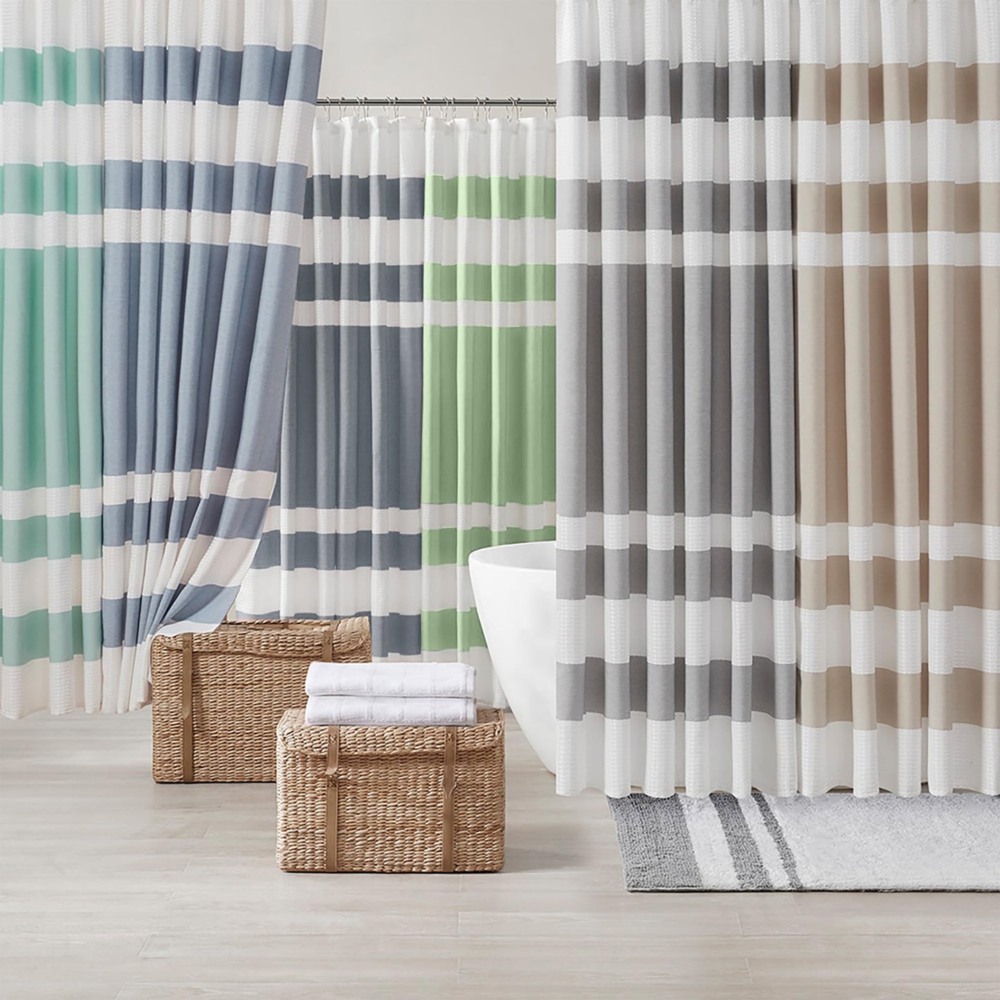 Madison Park Shower Curtain Spa Waffle Weave Long Shower Curtain for Bathroom 3M Scotchgard Moisture Management, Spa Quality Modern Shower Curtains for Bathroom, Long 72x78 Taupe