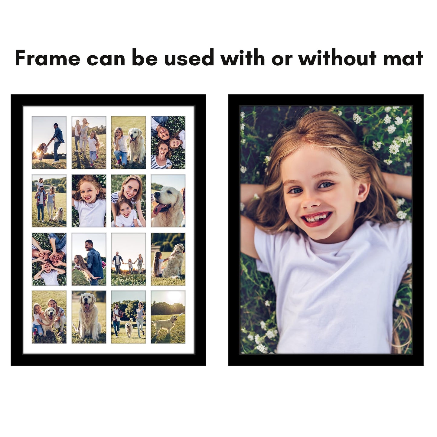 Americanflat 4x6 Collage Picture Frame with Polished Plexiglass - Multi Picture Frames Fit Sixteen 4x6 Photos or Use as One 18x26 Poster Frame for Wall Display - Signature Collection - Black