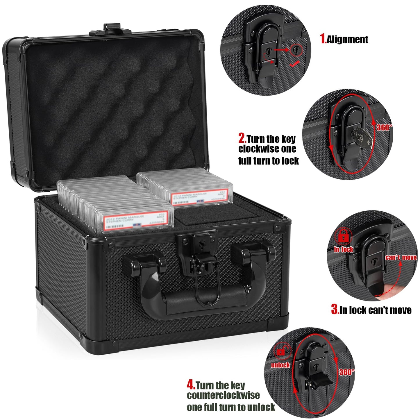 OUUTMEE Graded Card Case - Aluminum Alloy Graded Card Storage Box Compatible with 40 Card Slabs, Sports Trading Card Case Fits PSA, CSG, BGS and Top Loaders