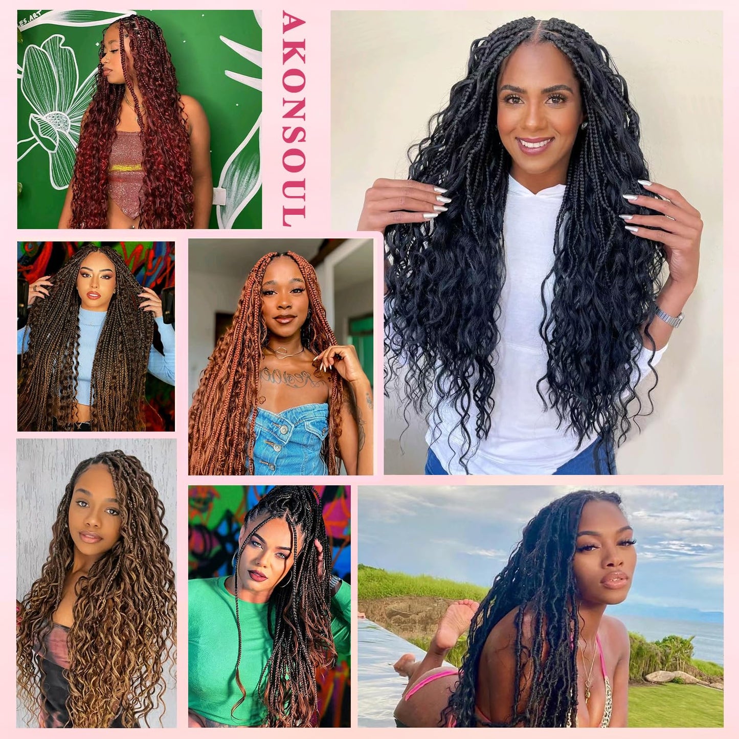 AKONSOUL 22 Inch Human Braiding Hair for Boho Braids Deep Wave Bulk Human Braiding Hair 100% Unprocessed Brazilian Virgin Human Hair for Braiding Bohemian No Weft 3 Bundles 110g Natural Color