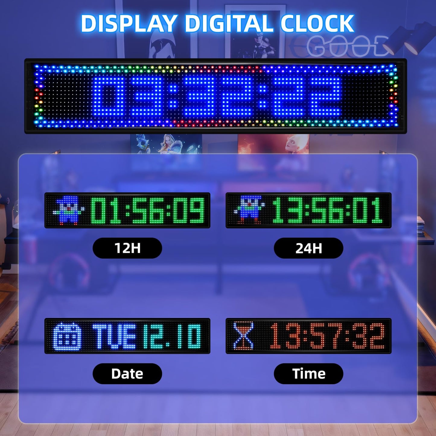 36.2"x7.6" Large Bright LED Sign, Programmable LED Scrolling Sign, Custom Flexible LED Store Sign with App Control DIY Text Pattern Animation, LED Digital Sign for Store Window Advertising Hotel