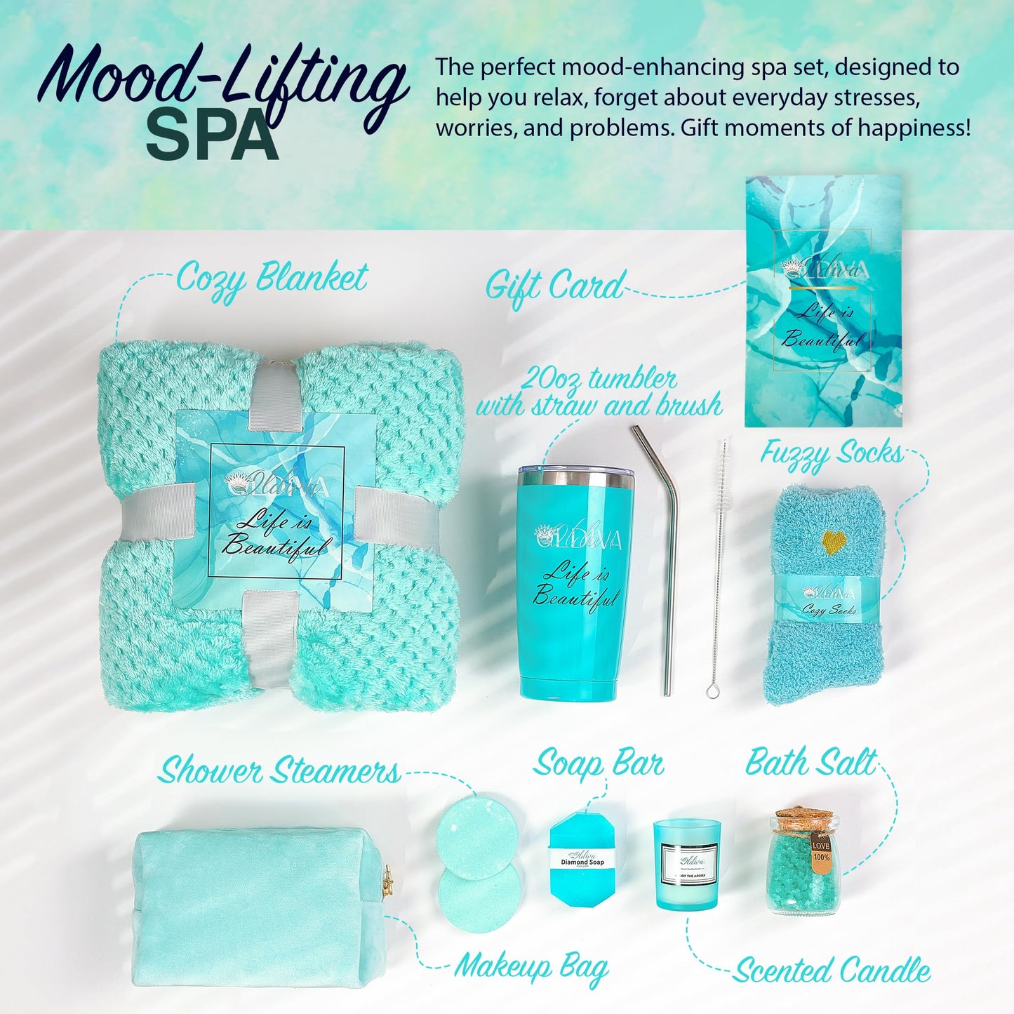 11 Pcs Gift basket for women, Spa Self Care Kit, Unique Spa Gift Box set for Women, Birthday Gifts for women, Valentines Day Gifts for Mom, Wife, Girlfriend, Sister, Her, Spa Gift Set (Blue)