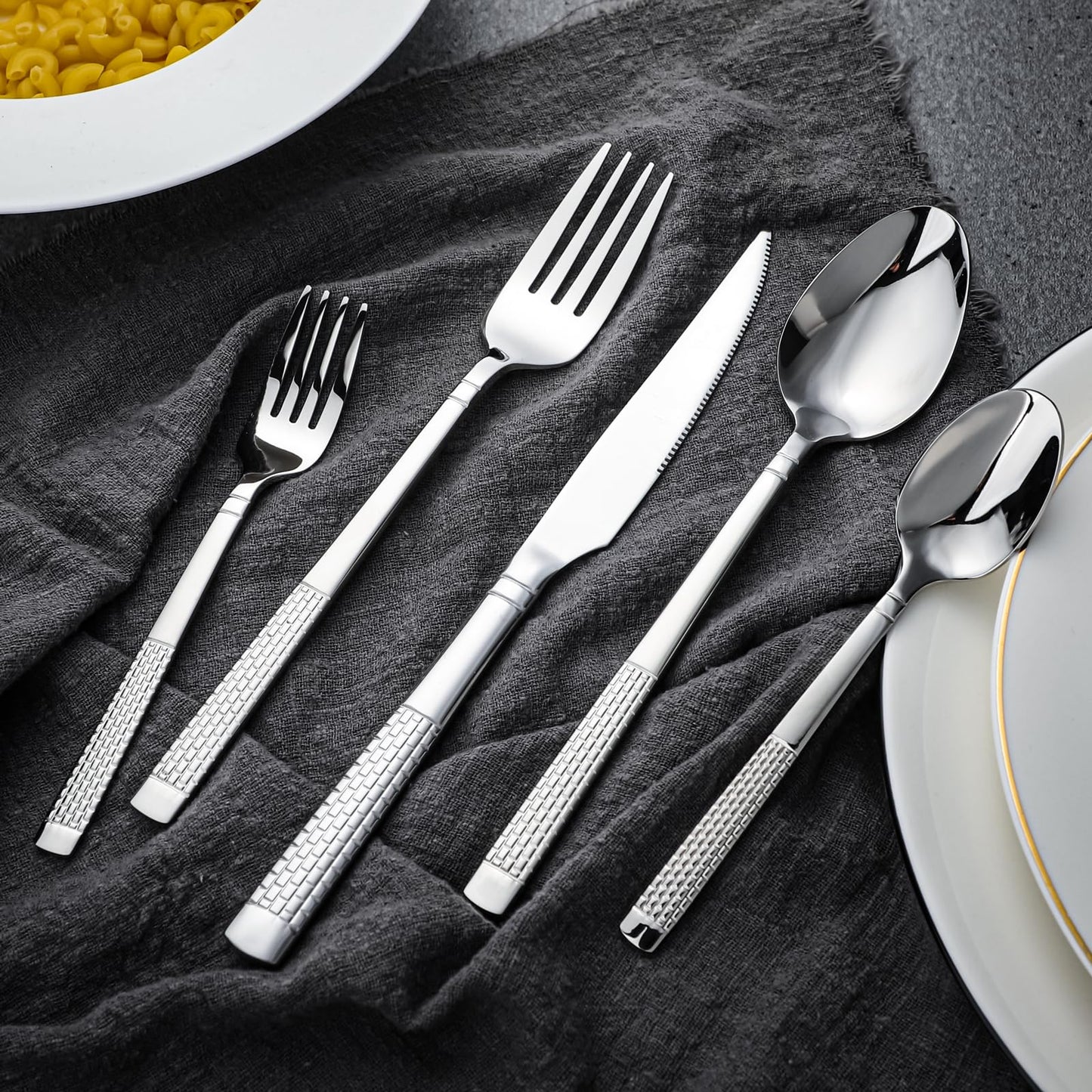 40-Piece Stainless Steel Silverware Set,Flatware Set Service for 8 Includes Forks Spoons Knives Kitchen Cutlery Utensil Set for Home Restaurant Hotel