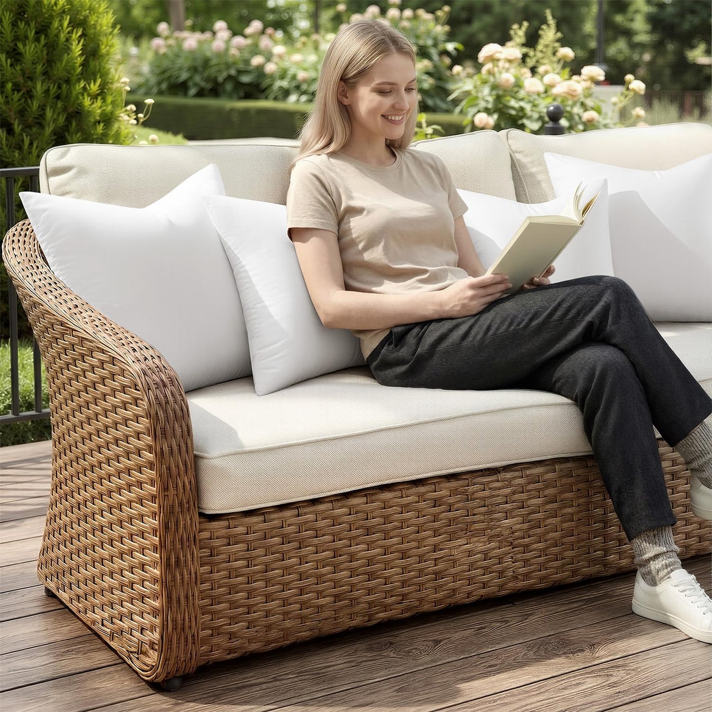 MIULEE Outdoor Pillow Inserts 20x20 Pack of 4 Waterproof Throw Pillow Inserts Decorative 100% Virgin Fibers Filling for Patio Sofa Couch