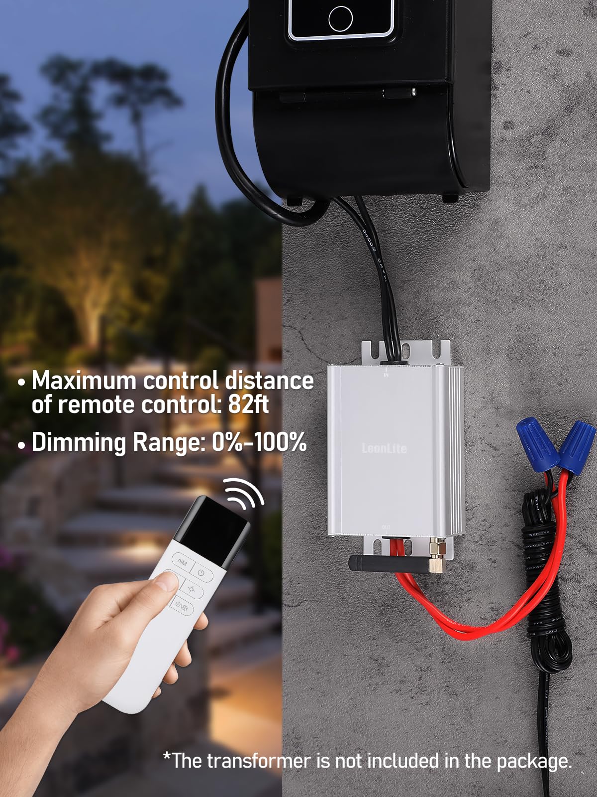 LEONLITE 120W AC Low Voltage Dimmer for Landscape Lighting, 12V-15V AC Working Voltage, 0%-100% Dimming Range, IP67 Waterproof, 100% Compatible with LEONLITE Landscape Light Fixtures