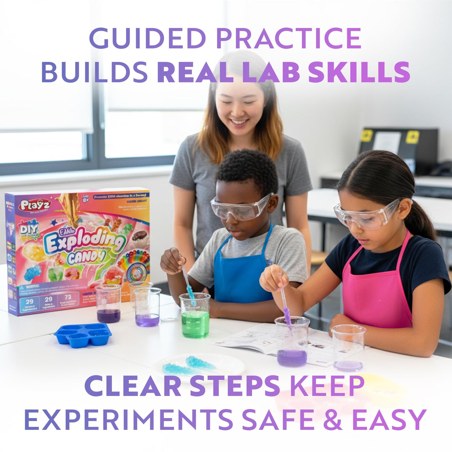 Playz STEM Chemistry Kit - Explosive Edible Experiments - Learn Science Fun for Boys and Girls Ages 8-13