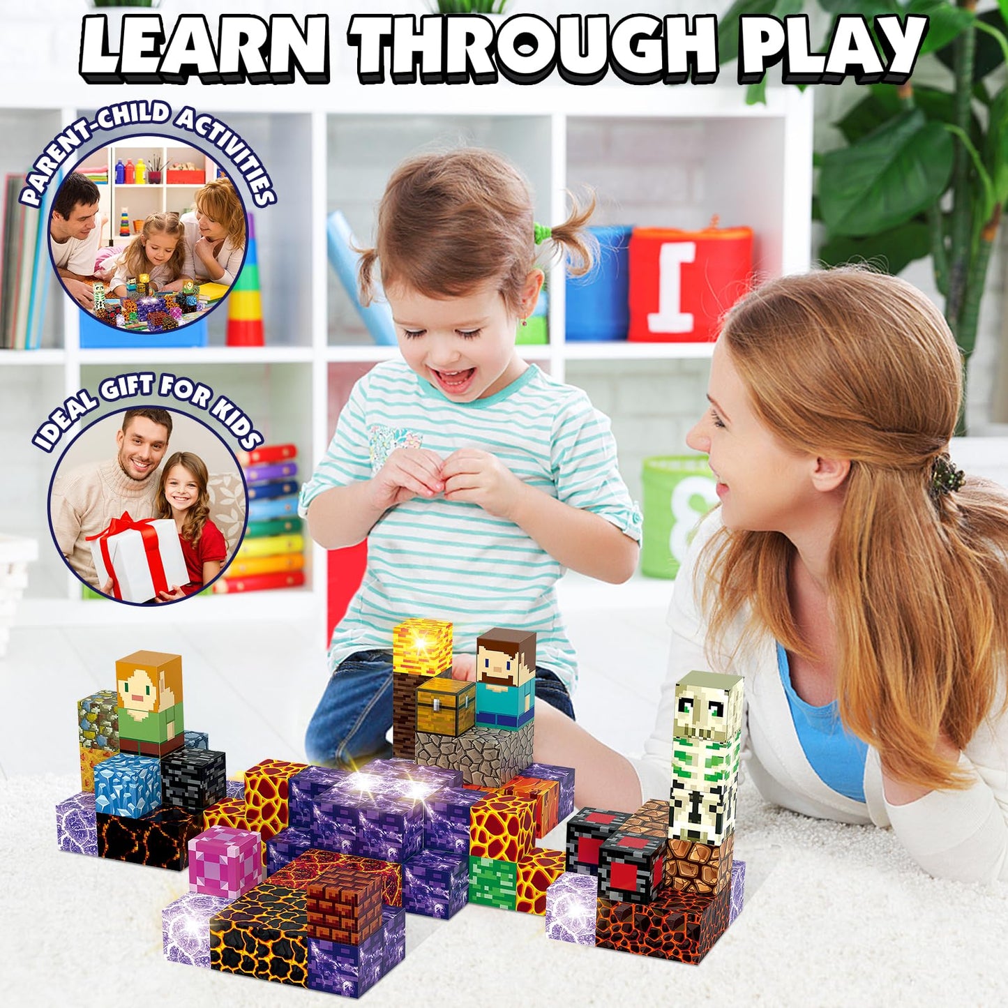 AIDYVOI Magnetic Blocks Building Toys Set, Magnetic Building Blocks STEM Construction Toys, 3D Sword Light Up Magnet Cubes Montessori Sensory Stacking Toy for Toddlers Age 3 4 5 6 7 8