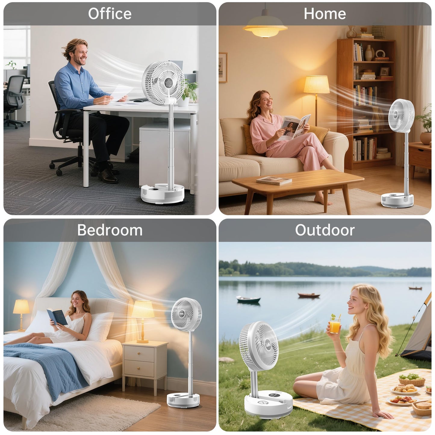 AddAcc 40000mAh Battery Operated Fan, Rechargeable Collapsible Fan, 106H Run, 9 Speeds Oscillating with Remote, Battery Powered with Timer & Light for Travel Cruise Essentials RV Outdoor Power Outage
