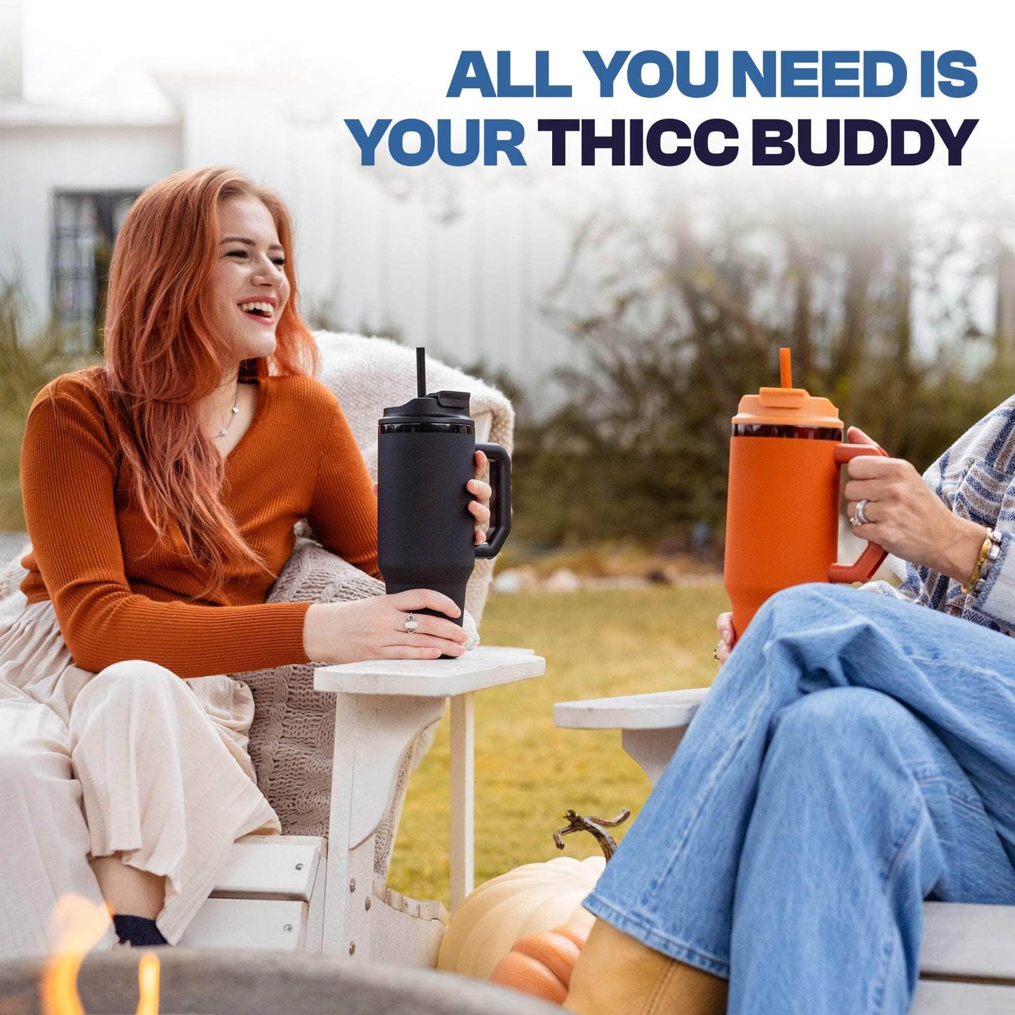 Thicc Buddy - 40 oz Stainless Steel Vacuum Insulated Tumbler with Lid and Straw for Water - Travel Mug Cupholder Friendly - Gifts for Women Men Him Her (Peachy Palm)