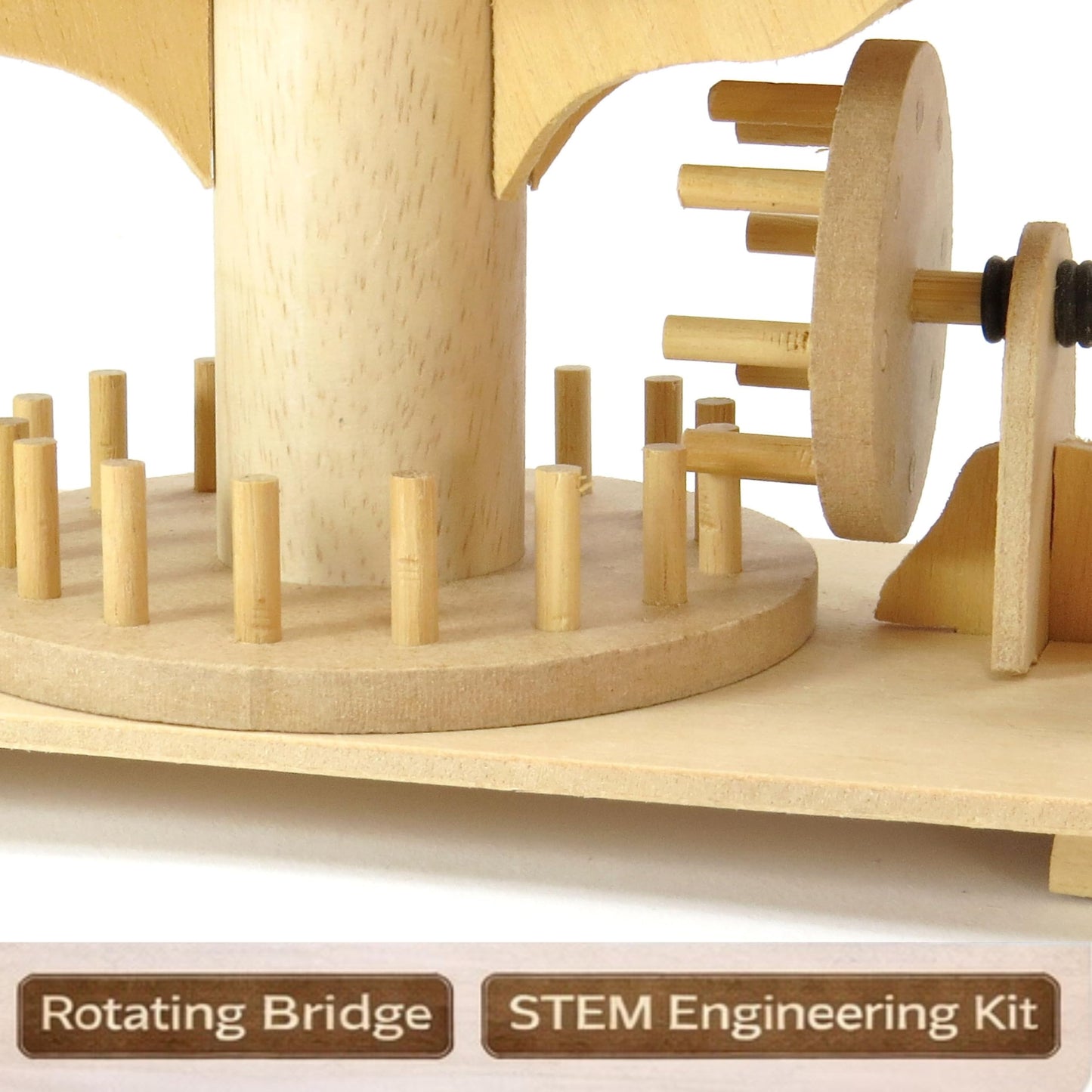 PATHFINDERS Swing Bridge STEM Kit – Wooden Mechanical Bridge Model to Build – DIY Engineering Kit for Kids & Adults – Hand-Powered Gear Mechanism – Educational Science & Engineering Toy
