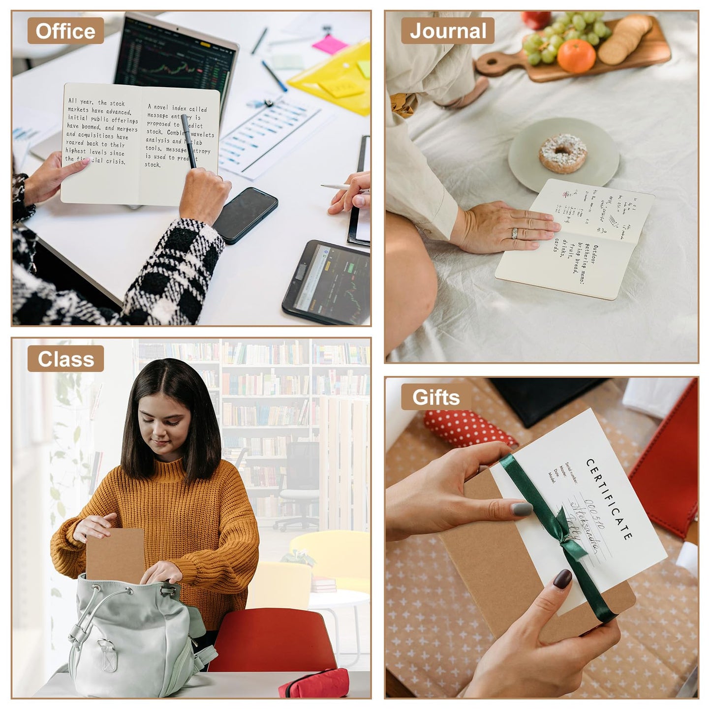 ZCZN 100 Pack A5 Kraft Notebooks Bulk, 8.15x5.5 Inches Blank Journaling Notebooks, Notebooks for Work, Composition Notebooks for School, Journal notebooks for kids, 60 Pages