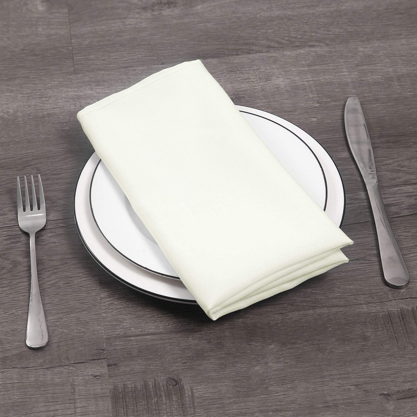 50pcs Polyester Cloth Napkins - 20 x 20 inch Ivory Dinner Washable Napkins with Hemmed Edges for Restaurant/Wedding/Hotel(50,Ivory)