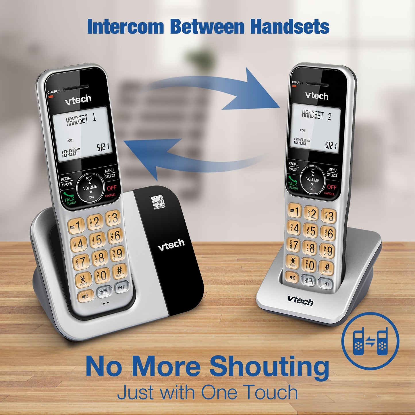 VTech 2-Handsets Cordless Phone System for Home with Call Block, Large Display & Buttons, Backlit Screen, Full-Duplex Speakerphone, Caller ID/Call Waiting, DECT 6.0, Table & Wall Mountable | CS5319-2