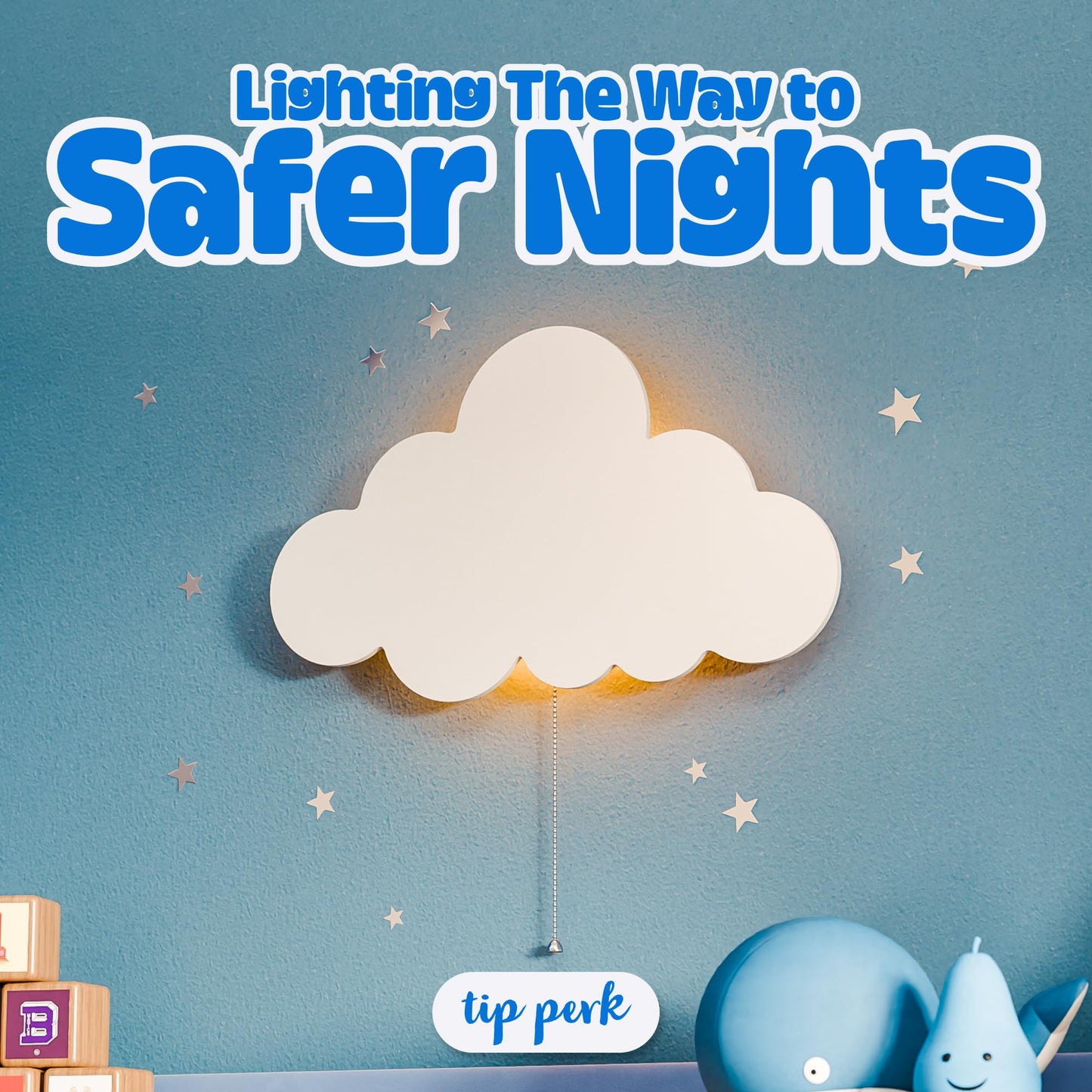 Tip perk 2 Pack Cloud & Moon Lights - Floating Cloud & Moon Wall Lamps for Nursery | Cute Floating Lamps for Kids Bedroom | Battery-Operated Hanging Night Lights for Bedroom/Baby Nursery