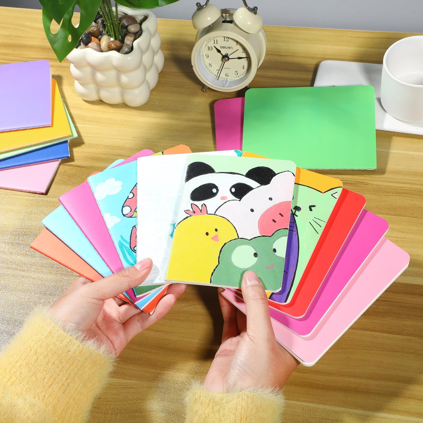 miikoul 100 Pack Small Colorful Blank Notebook Bulk,A6 Pocket Notepads Mini Journal Set for Student Traveler Office Back to School Supplies, 5.5" X 4", 30 Sheets/60 Pages,10 Colors
