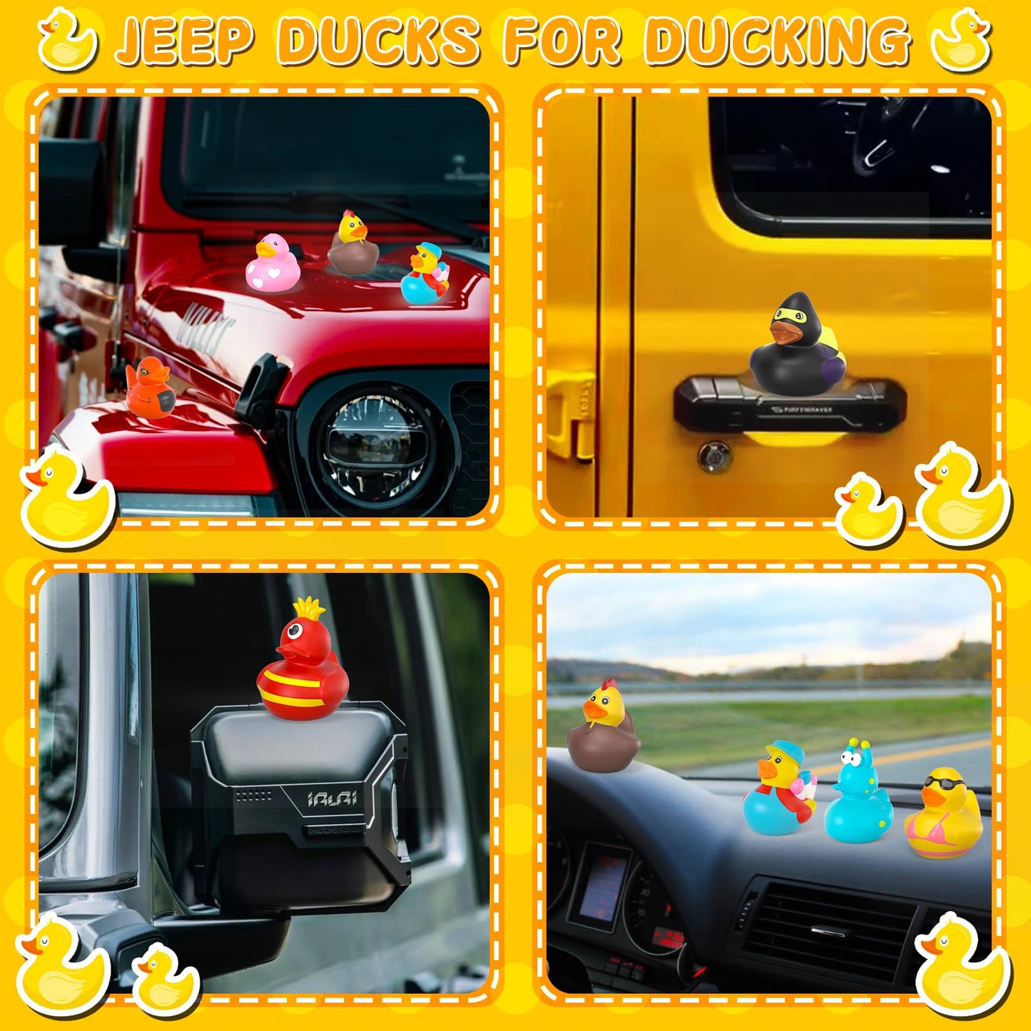 100 Pcs Rubber Ducks in Bulk, Assortment Jeep Ducks for Jeeps Ducking,Toddler Baby Bath Toys Summer Party Favors Beach Pool Activity Duckies Bulk
