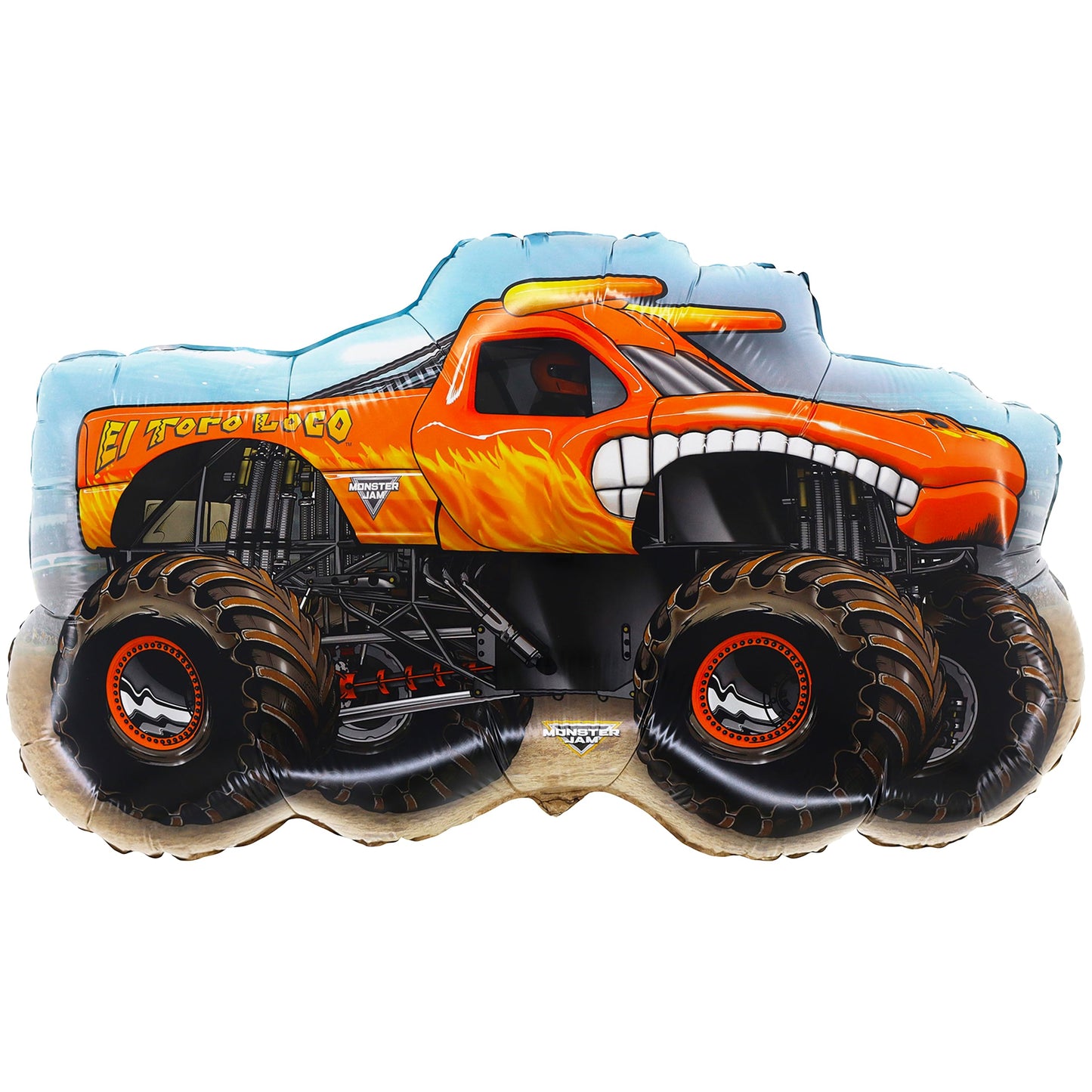 Toyland® Pack Of 4 Monster Jam Truck Foil Balloons - Grave Digger, El Toro Loco, Max D & Megalodon Shaped Character Balloons